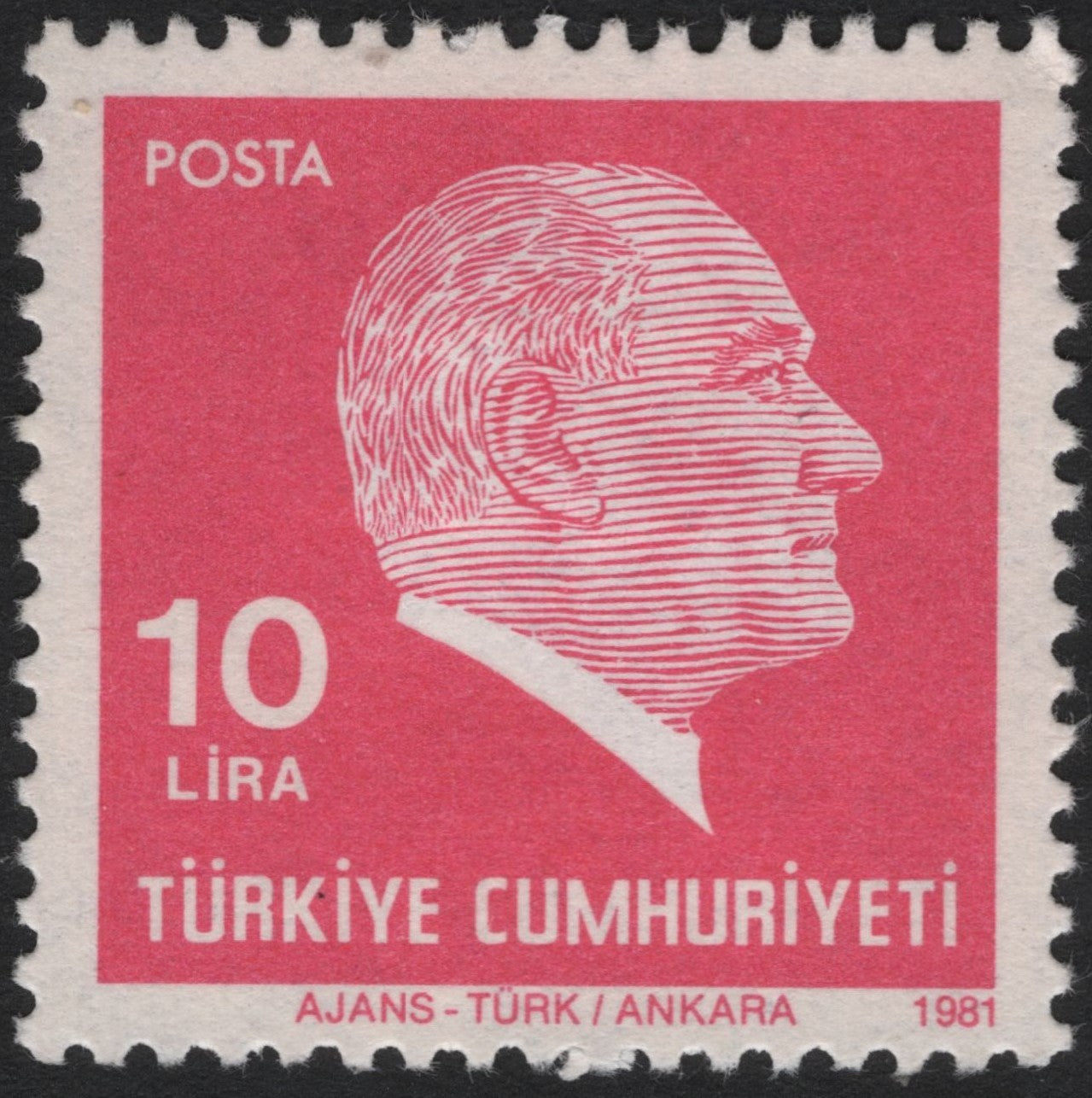 SCG7503 - Philatelic Entry: Turkey 1981 – Mustafa Kemal Atatürk Definitive Stamp (10 Lira)