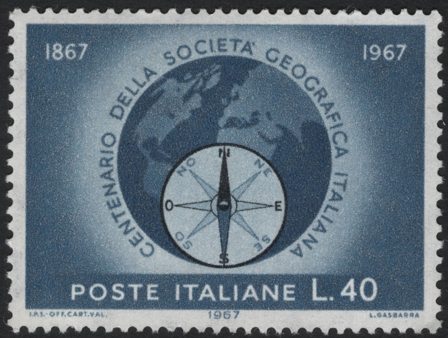 SCG7528 - Centenary of the Italian Geographical Society — 1967 (Italy)