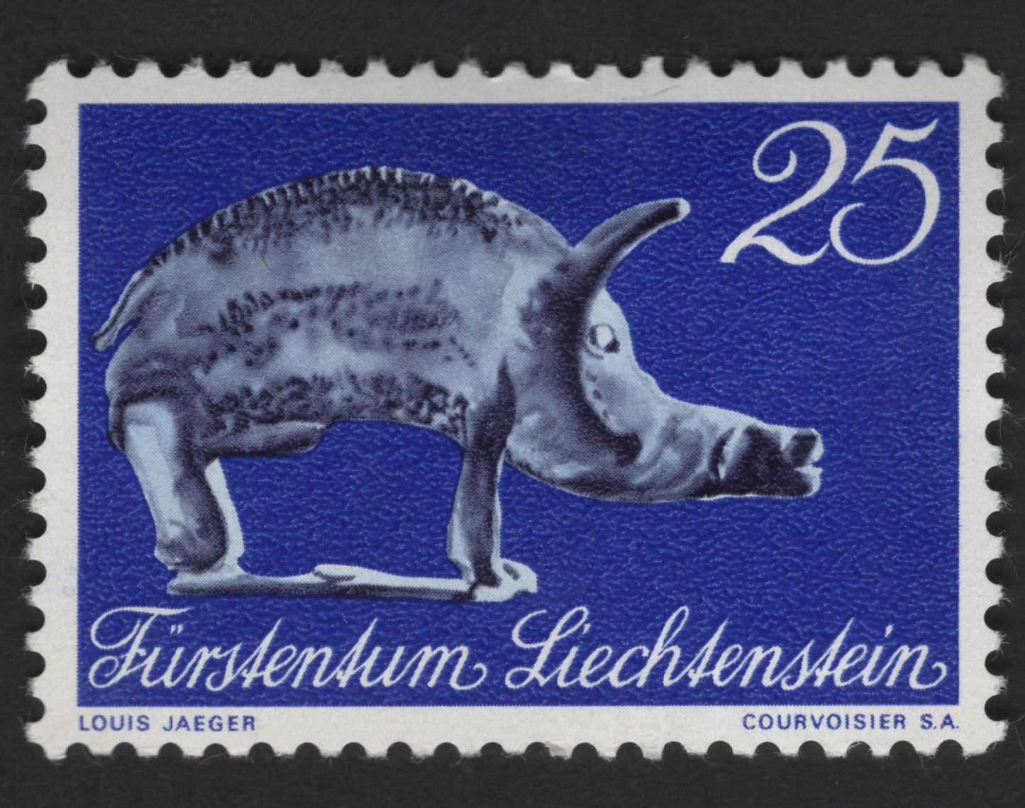 SCG12709 - Liechtenstein 25 Rappen Prehistoric Animal Sculpture Stamp