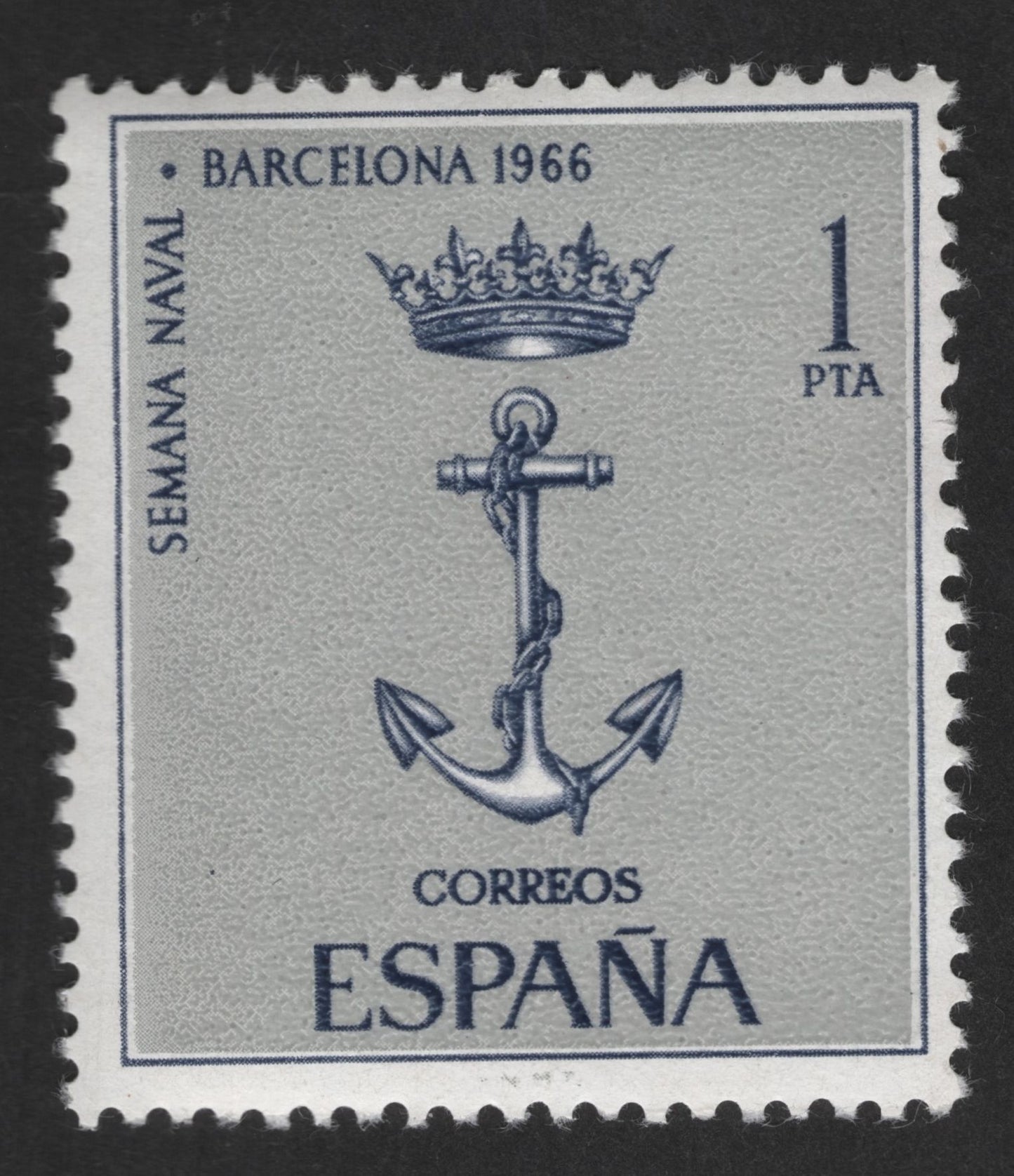 SCG12750 - Spain 1966 – Barcelona Naval Week Anchor Commemorative Stamp (1 PTA)