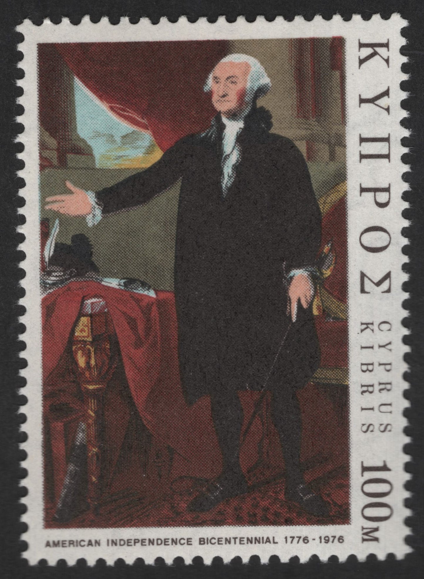 SCG12751 - Cyprus 1976 – American Independence Bicentennial (George Washington) 100 Mils Commemorative Stamp