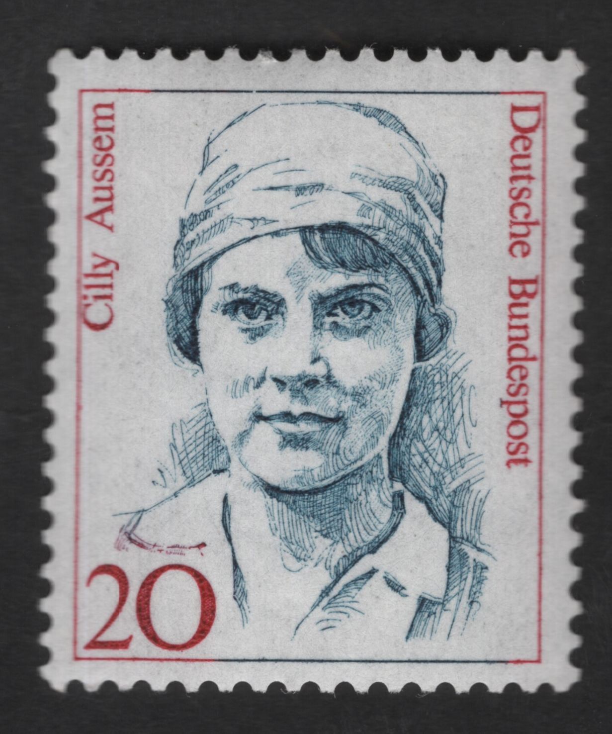 SCG12754 - Germany 20 Pfennig Cilly Aussem – Tennis Champion Commemorative Stamp