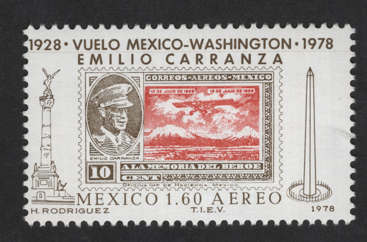 SCG12766 - Mexico 1978 – Emilio Carranza Mexico–Washington Flight Golden Jubilee Airmail Stamp