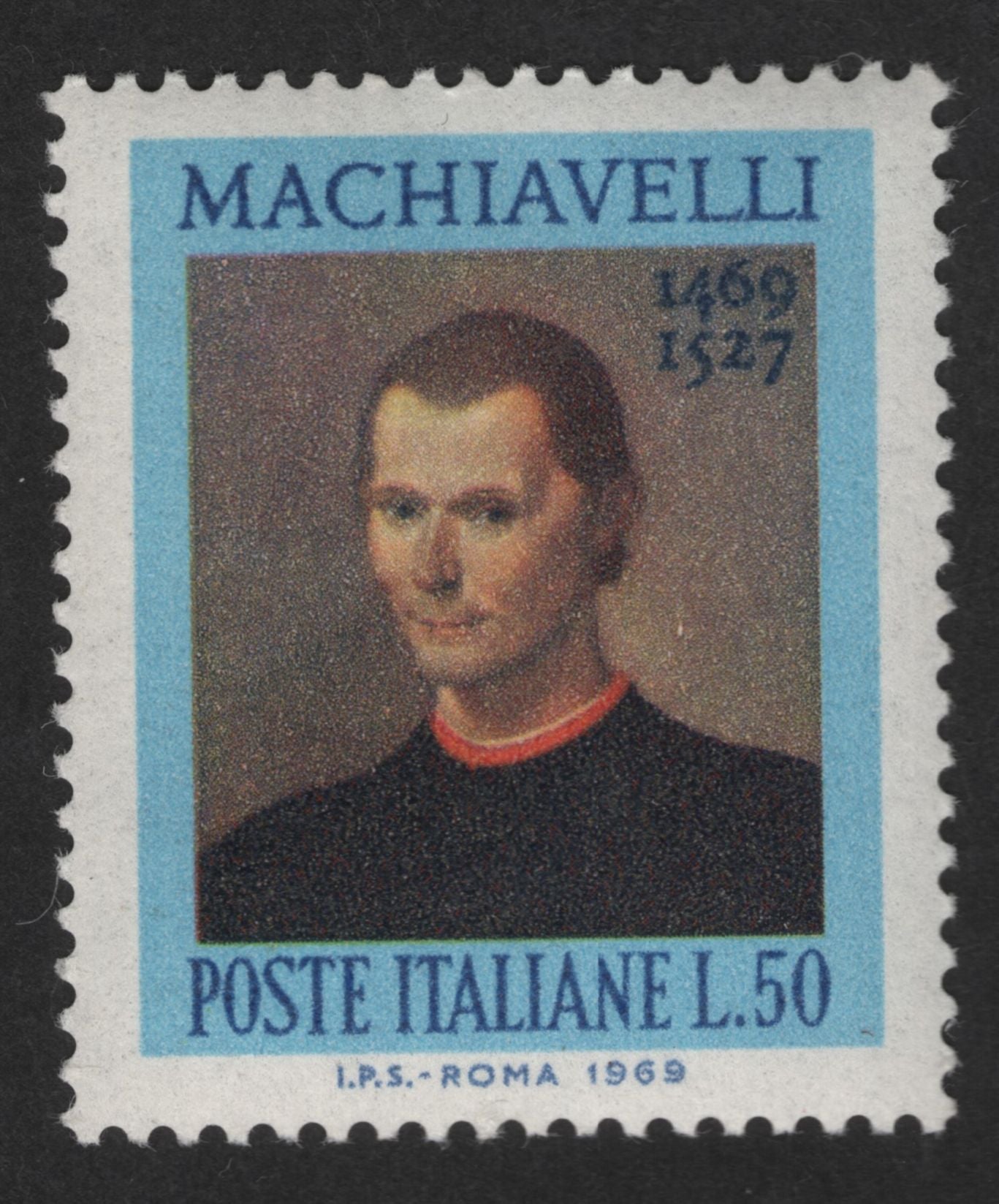 SCG12684 - Italy 1969 – Niccolò Machiavelli 500th Birth Anniversary 50 Lire Stamp