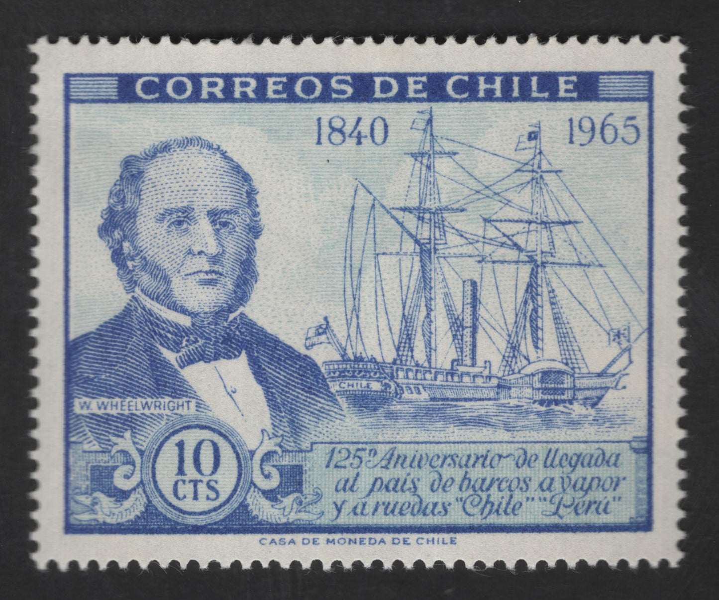 SCG12582 - Chile 1965 – 125th Anniversary of Steamship Arrival ‘Chile’ & ‘Perú’ (W. Wheelwright) – 10 Cts