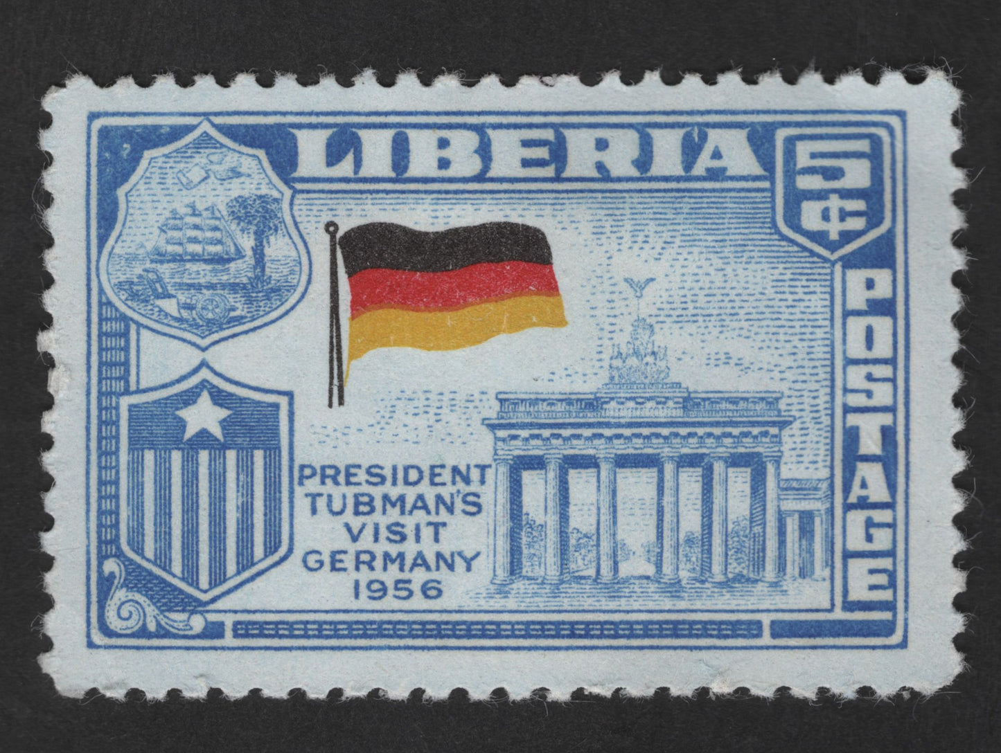 SCG12598 - Liberia 1956 – President William V.S. Tubman Visit to Germany 5¢ Commemorative Stamp