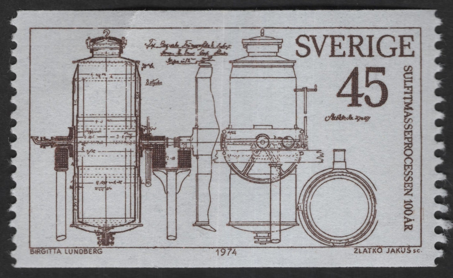 SCG12404 - Sweden 1974 – 100 Years of the Sulphite Pulp Process (45 Öre)