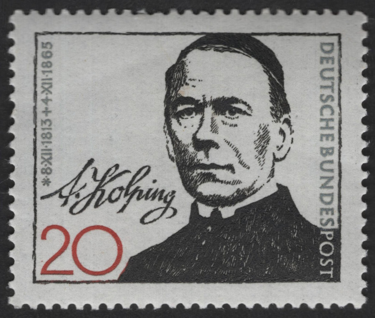 SCG12398 - Germany 1965 – Adolf Kolping 20 Pfennig Commemorative Stamp