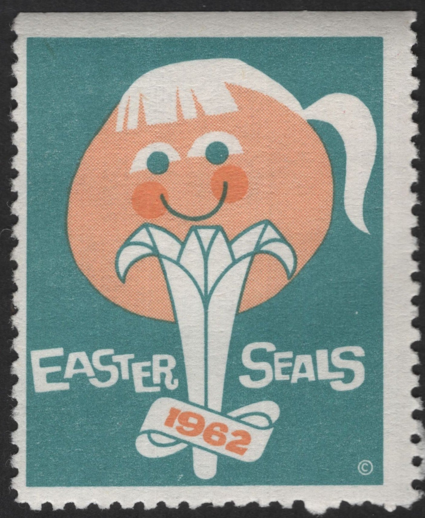 SCG12433 - 1962 Easter Seals Charity Label – Smiling Girl Design