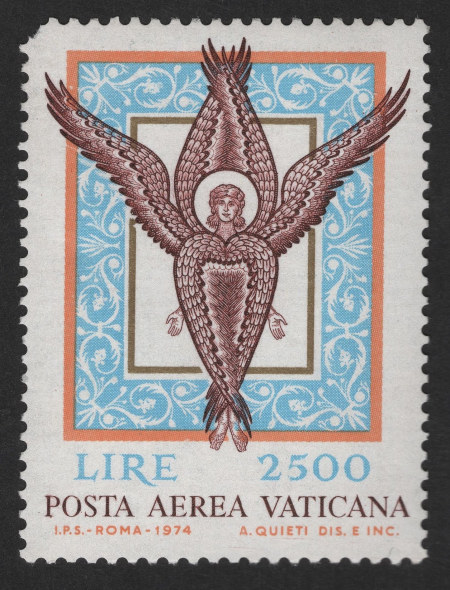 SCG12425 - Vatican City 1974 – 2500 Lire Airmail Stamp (Seraph Angel)