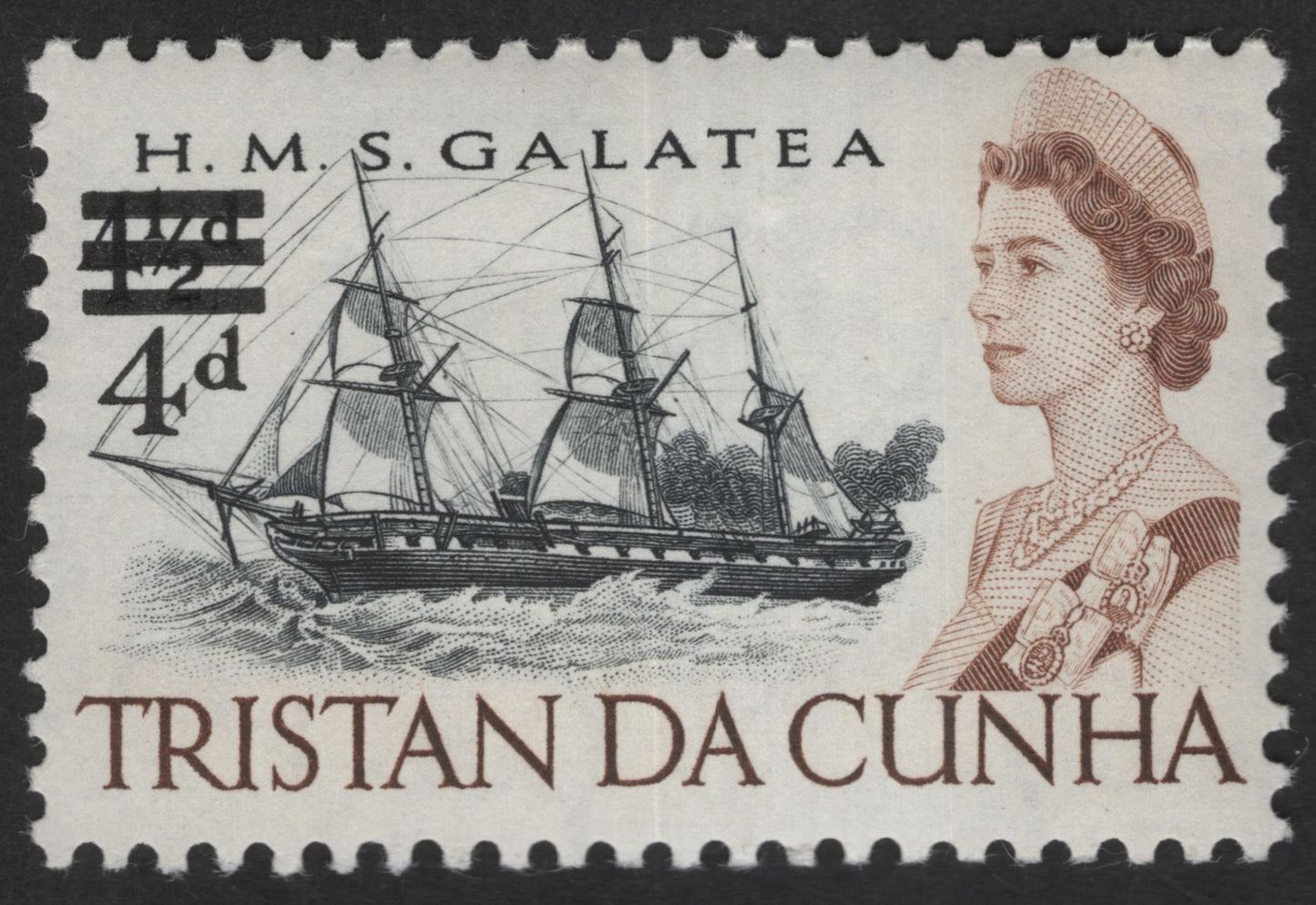 SCG12453 - Tristan da Cunha 4d – H.M.S. Galatea (Overprint Issue)