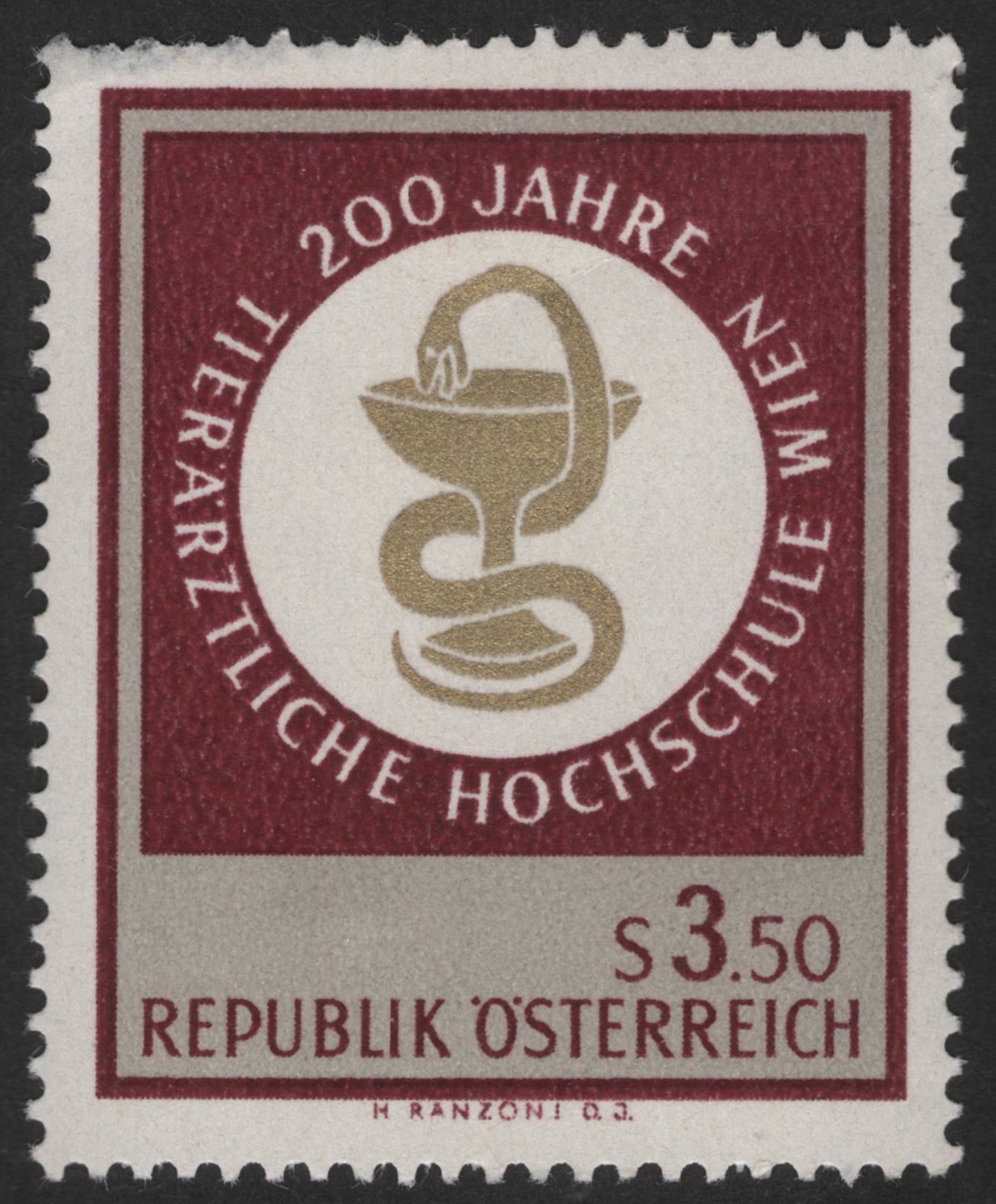 SCG12484 - Austria – 200 Years Veterinary University Vienna Commemorative Stamp (S 3.50)