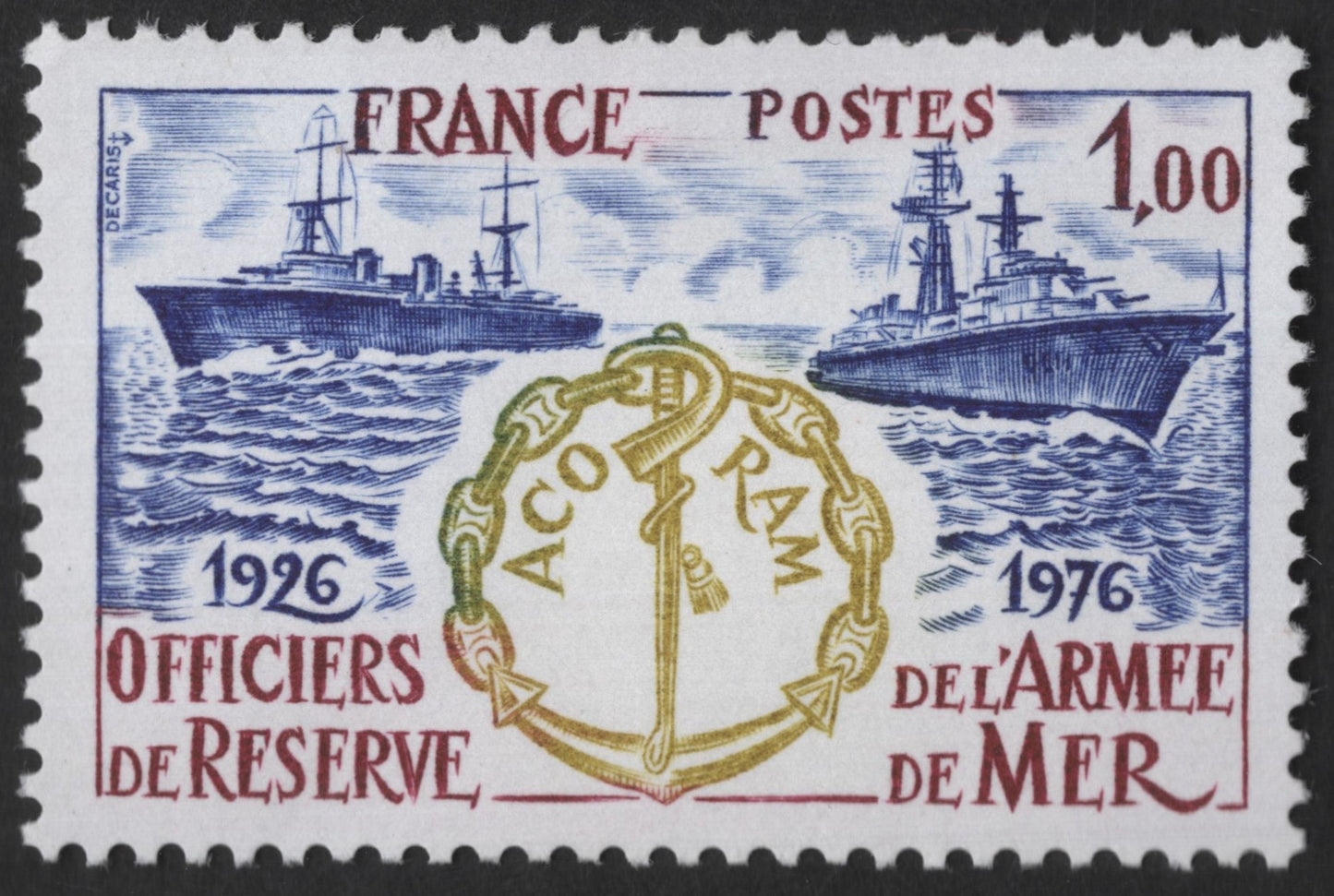 SCG12493 - France 1976 – Naval Reserve Officers (Officiers de Réserve de l’Armée de Mer) Commemorative Stamp