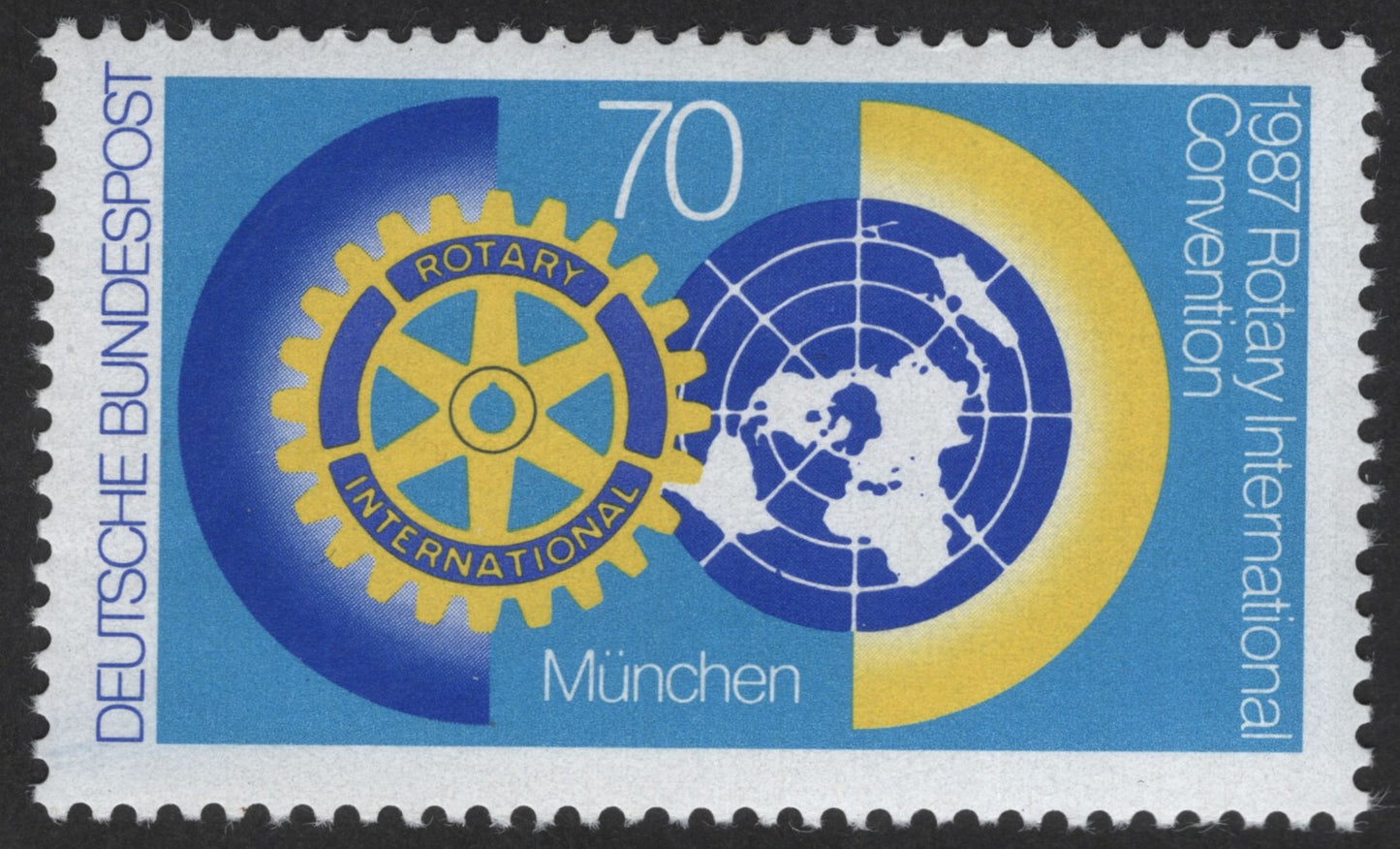 SCG12494 - Germany 1987 Rotary International Convention München – 70 Pfennig Commemorative Stamp