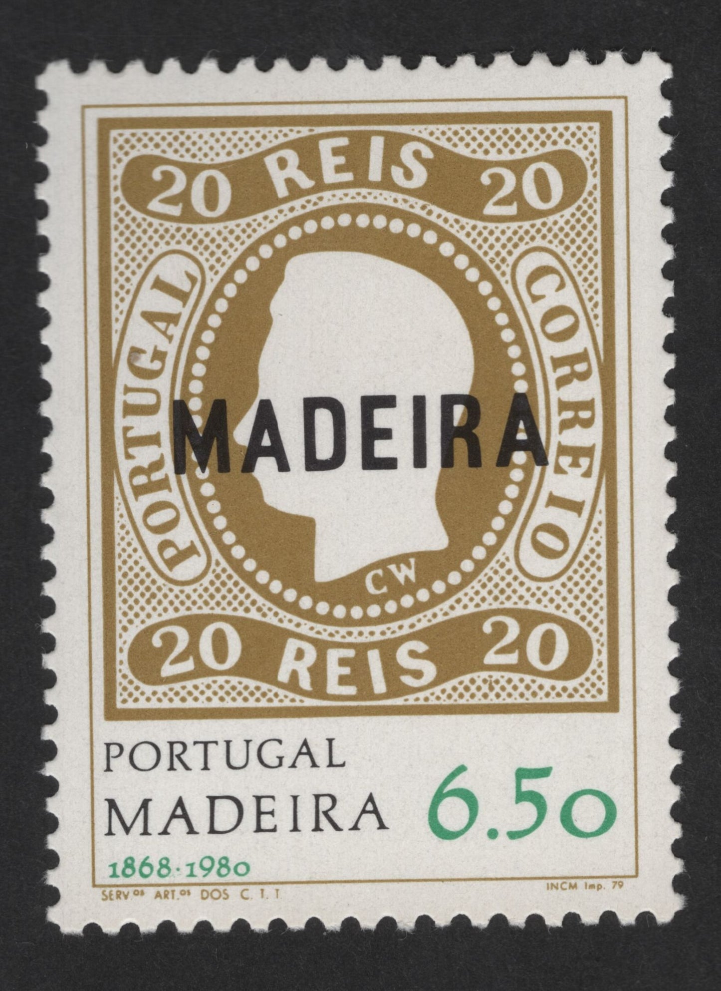 SCG12528 - Madeira 1868–1980 Classic 20 Reis Design Commemorative Stamp