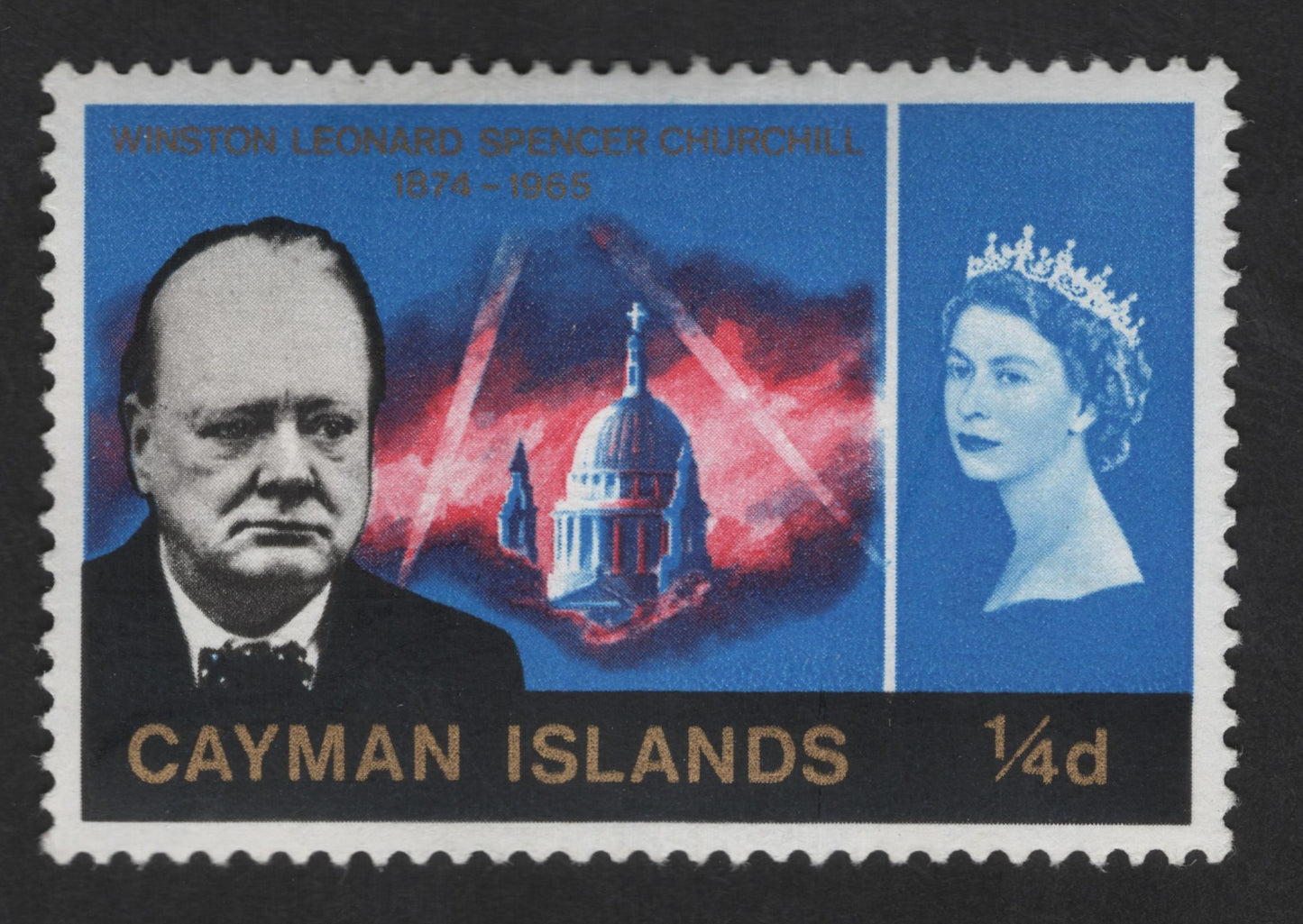 SCG12549 - Cayman Islands 1966 Winston Churchill Memorial – ¼d Commemorative Stamp