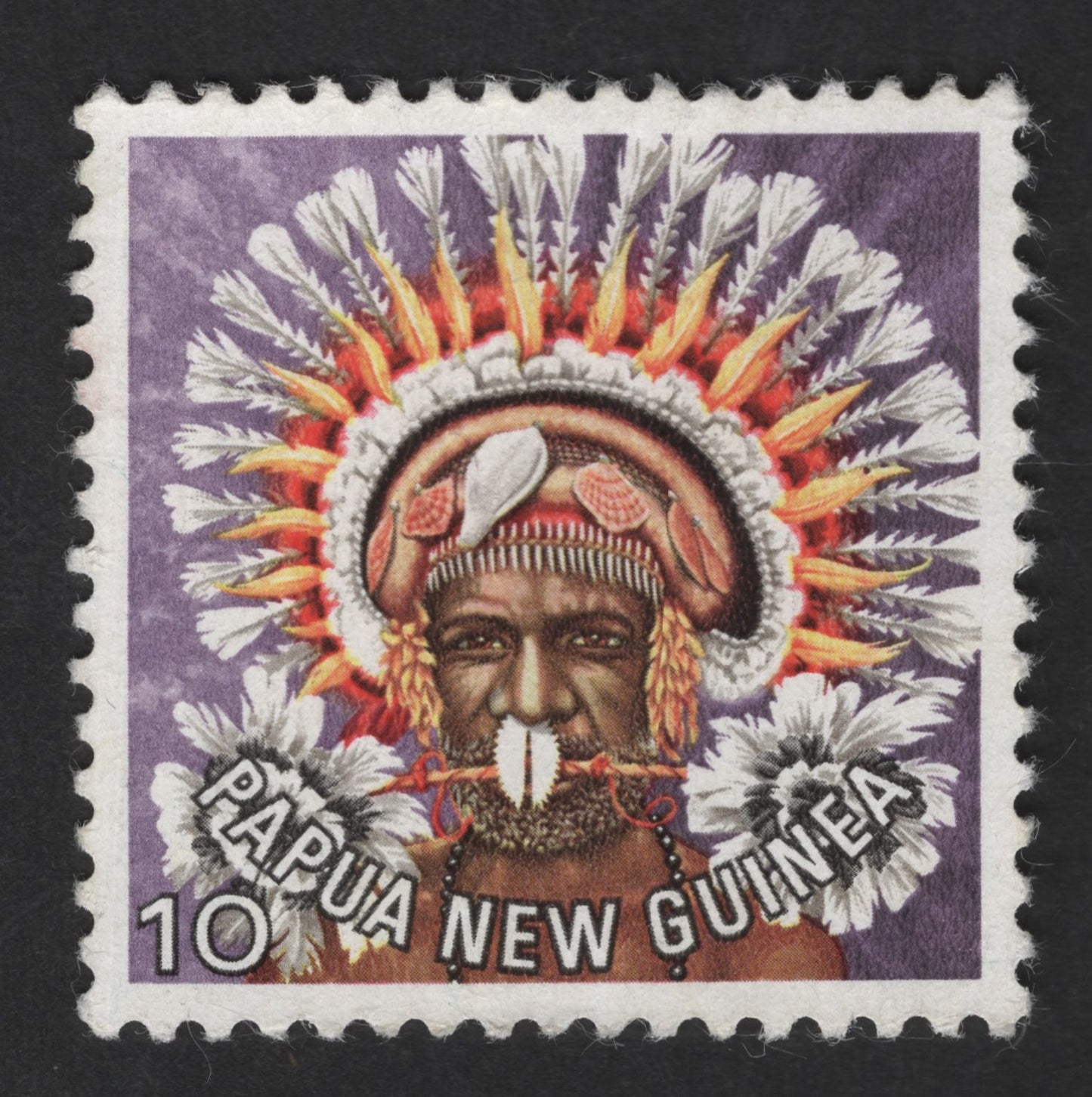 SCG12551 - Papua New Guinea 10t – Traditional Tribal Headdress & Indigenous Portrait