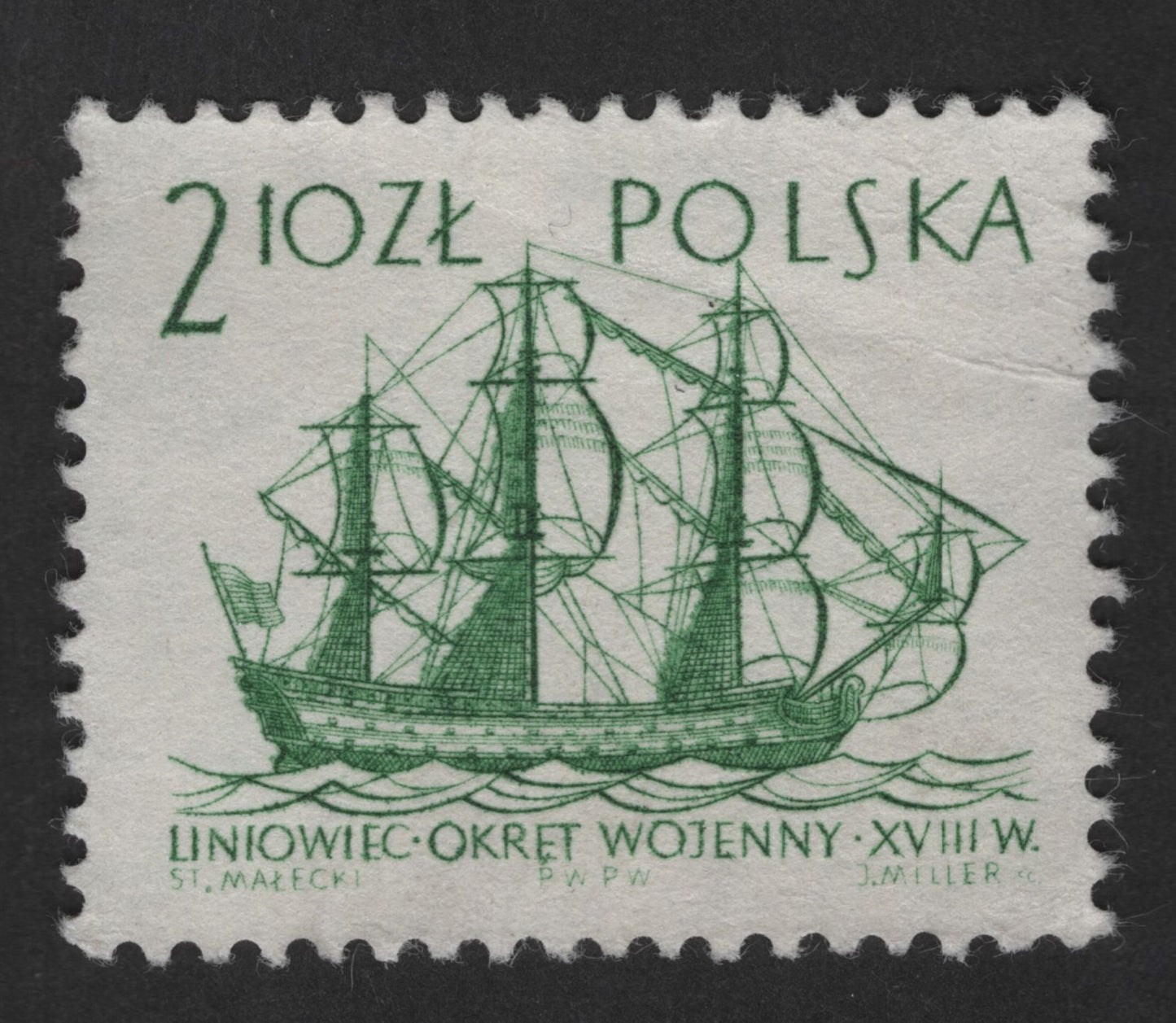 SCG12552 - Poland 2 Złoty – 18th Century Warship (Liniowiec Okręt Wojenny) Stamp