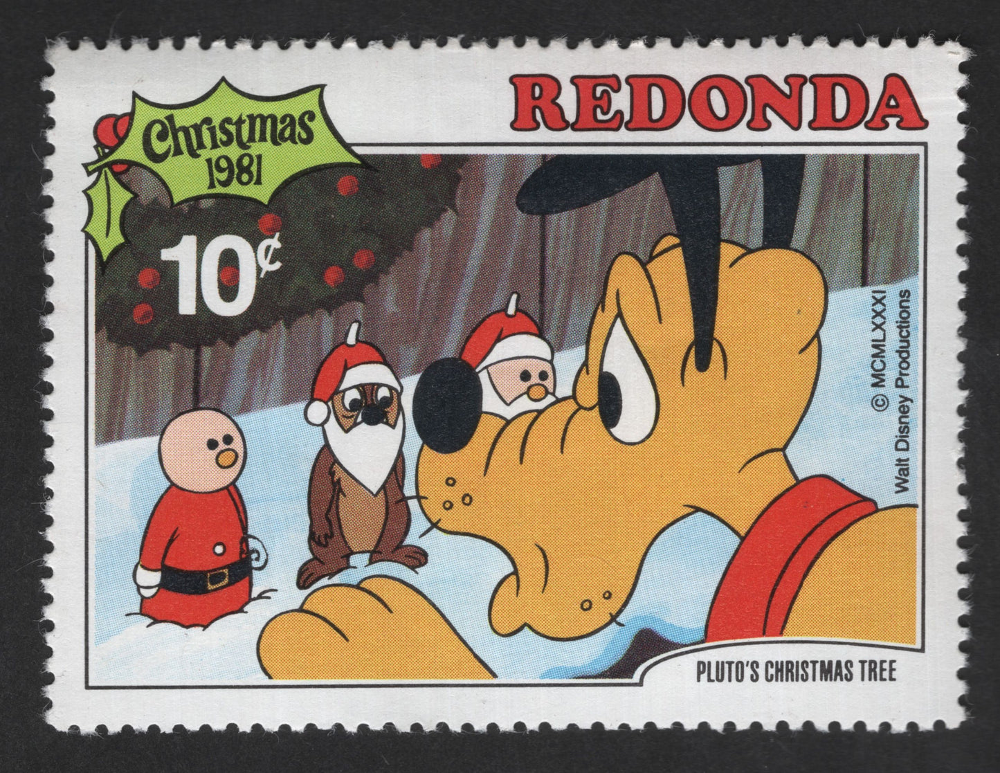 SCG12559 - Redonda 1981 – Pluto’s Christmas Tree Disney Issue 10¢ Stamp