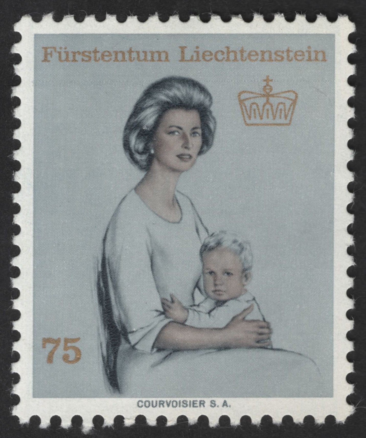 SCG12393 - Liechtenstein 75 Rappen – Princess Gina with Child (Definitive Issue)