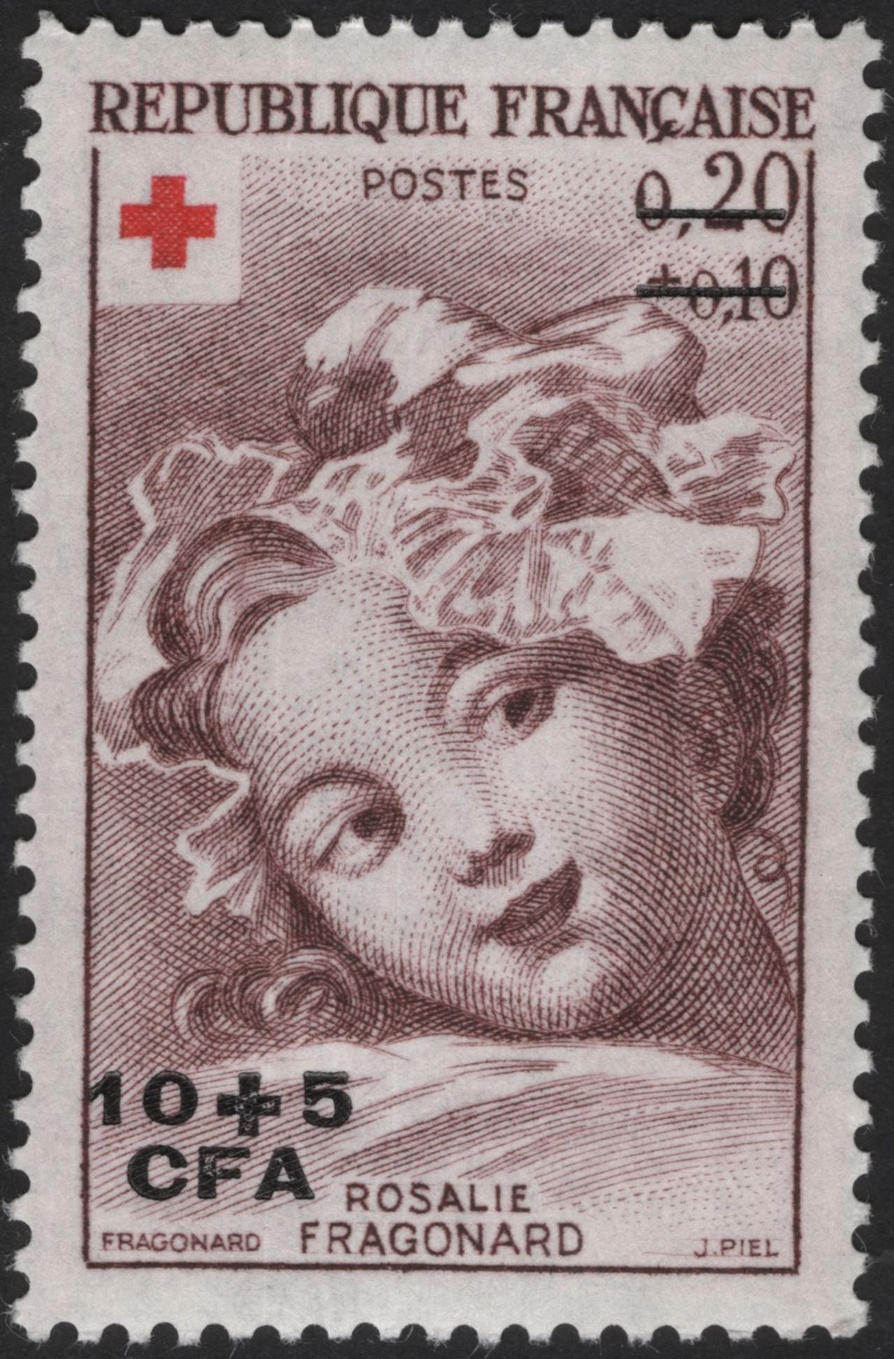 SCG12102 - France Red Cross Charity Stamps – Fragonard Art Series (CFA Overprint)