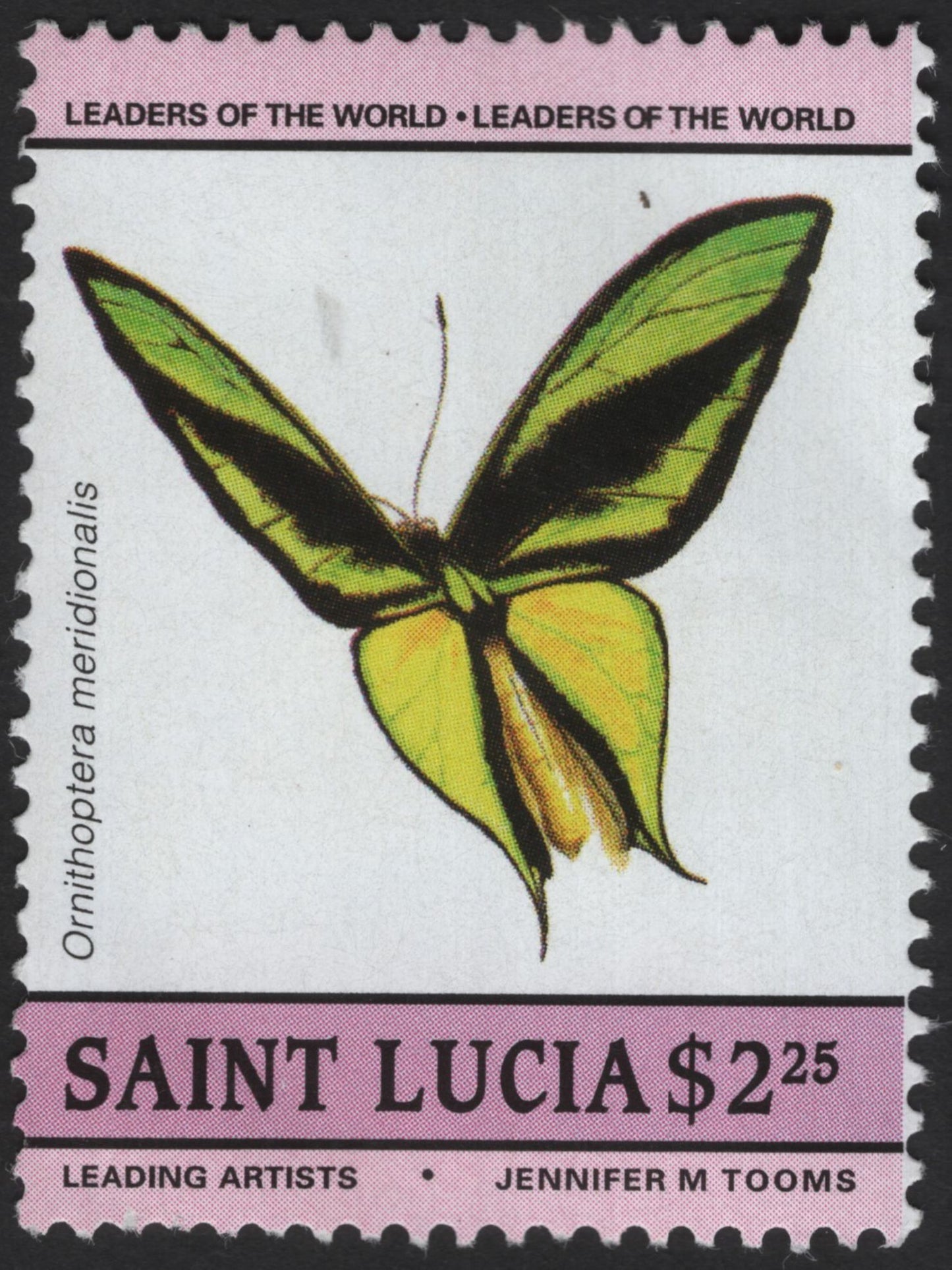 SCG12103 - Saint Lucia 2.25$ Ornithoptera meridionalis Butterfly – Leaders of the World Series