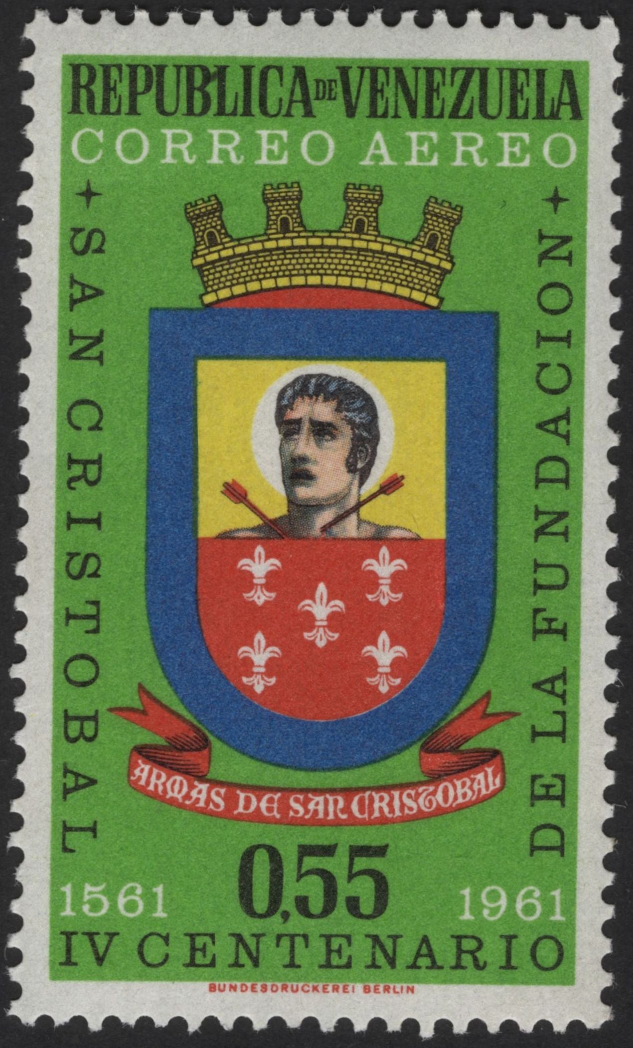 SCG12107 - Venezuela 1961 San Cristóbal IV Centenary Airmail – Coat of Arms Pair