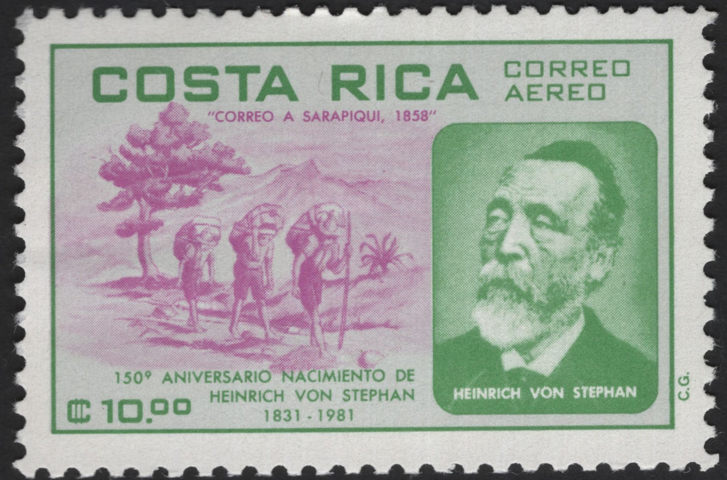 SCG12274 - Costa Rica 1981 – Heinrich von Stephan 150th Birth Anniversary – Correo Aéreo Set