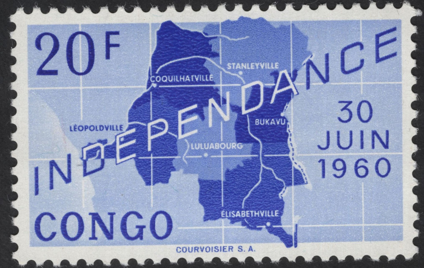 SCG12273 - Congo 1960 Independence Map Issue – 6.50F, 10F & 20F Set