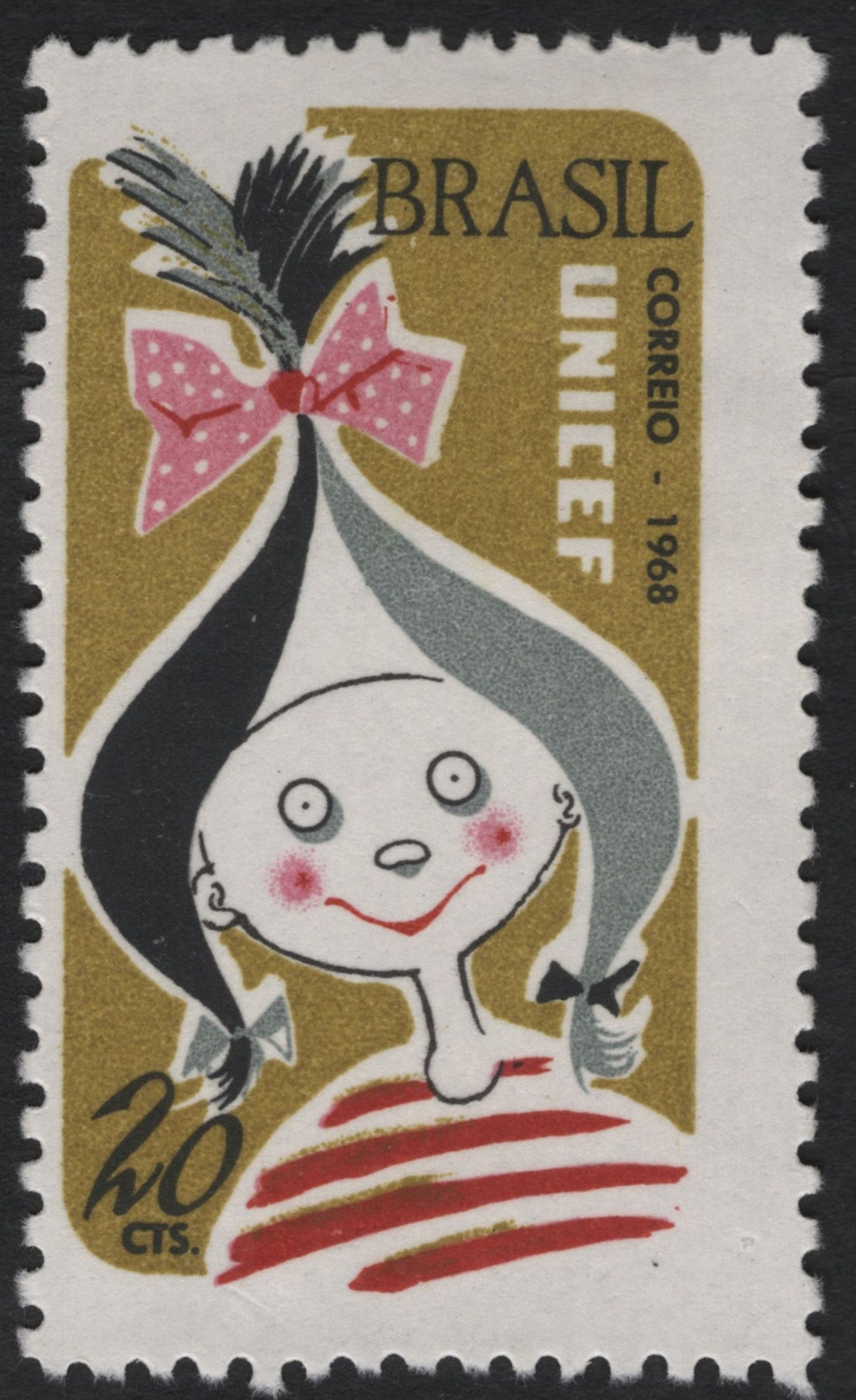 SCG8367 - Brazil 1968 UNICEF Stamp – “Smiling Child”