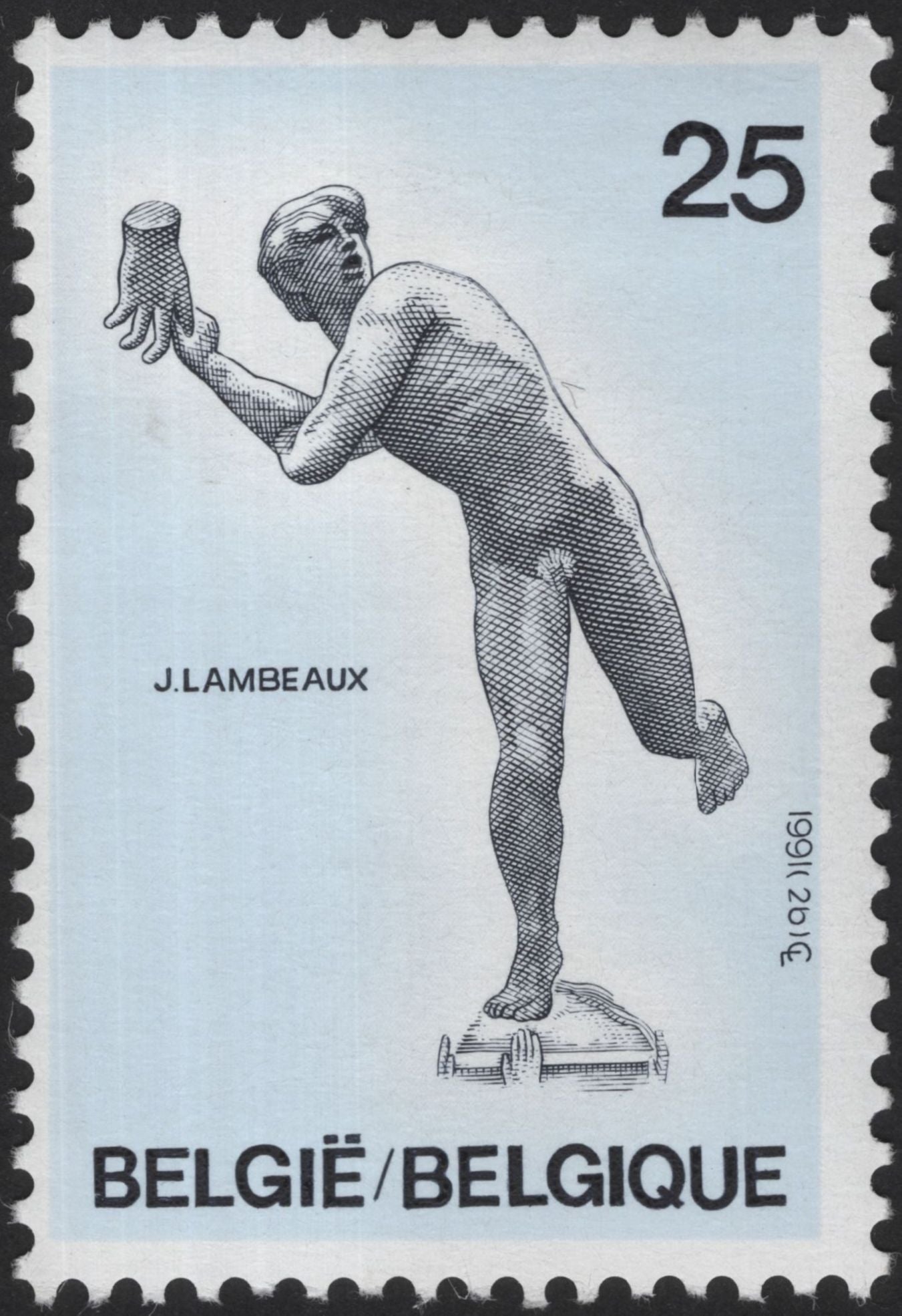 SCG12153 - Belgium 1991 Sculptural Athletes – Meunier & Lambeaux Commemorative Pair