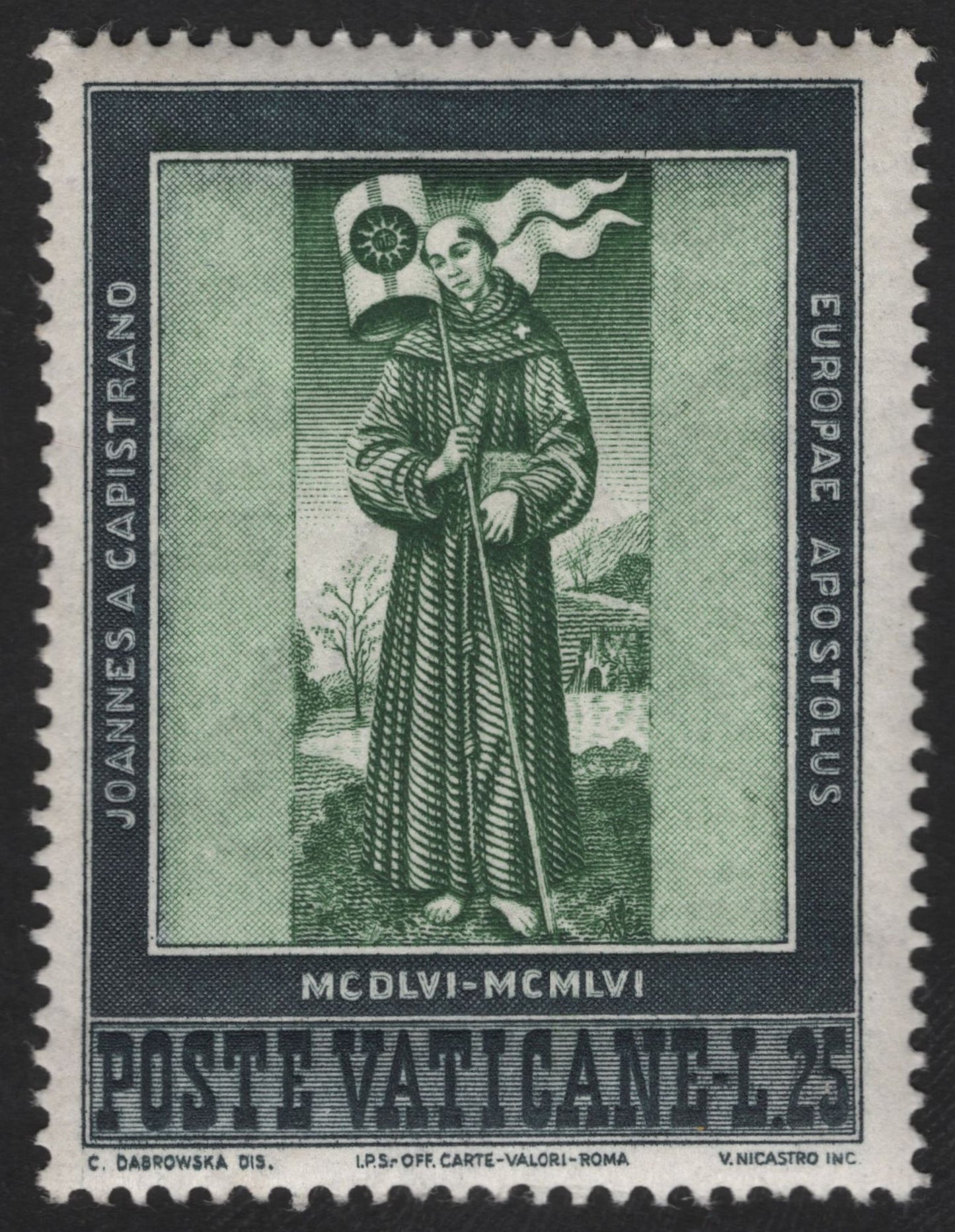 SCG12195 - Vatican City 1956 St. John Capistrano Europa Issue (Apostolus Europae)