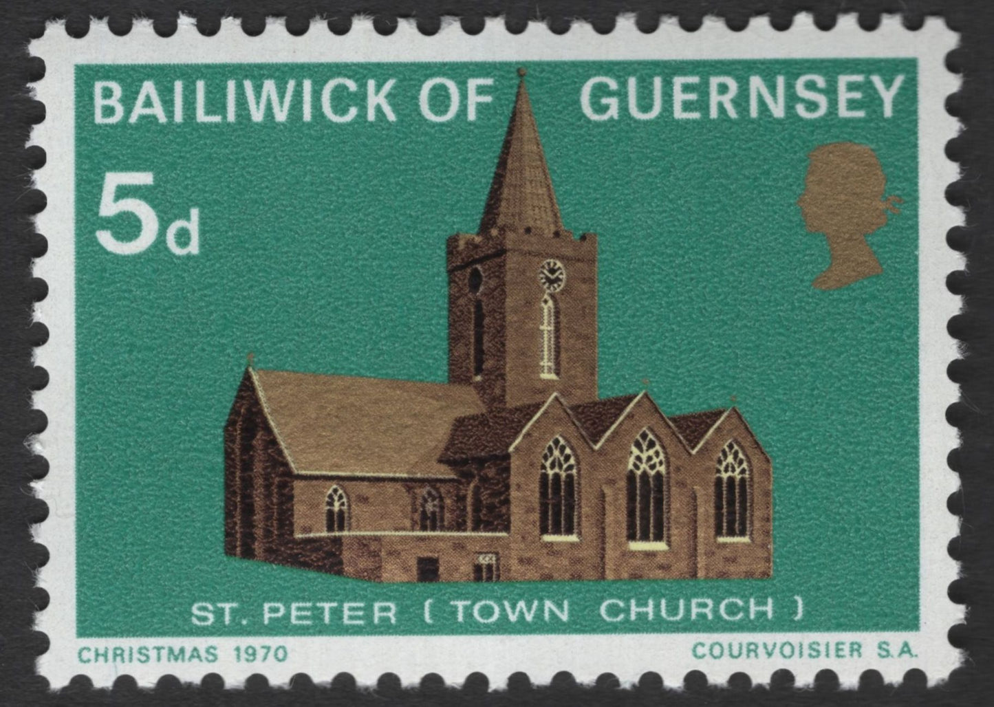 SCG12099 - Guernsey 1970 Christmas Churches Pair – St. Anne Alderney & St. Peter Town Church