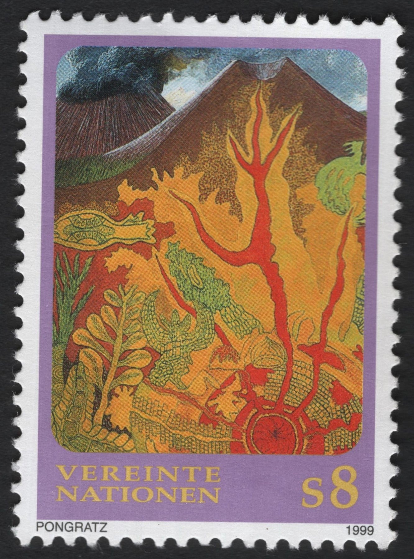 SCG8493 - United Nations (Vienna) 1999 — “Volcano and Life” (Artist: Pongratz)