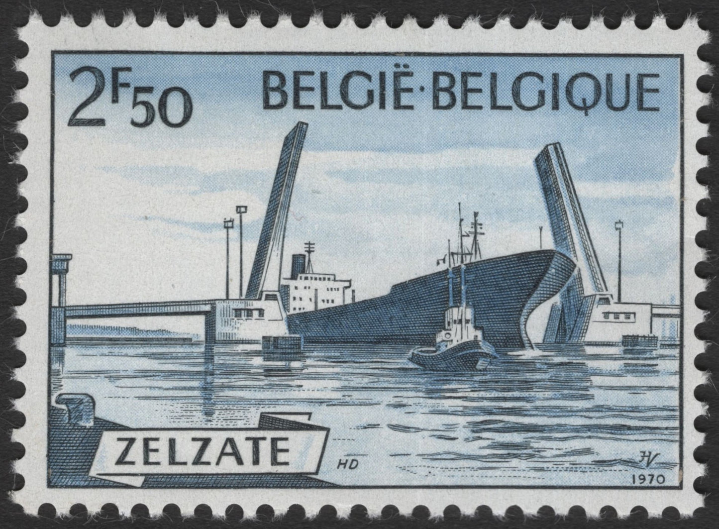 SCG11516 - Belgium 2F50 Zelzate Bascule Bridge – Maritime Engineering Issue (1970)