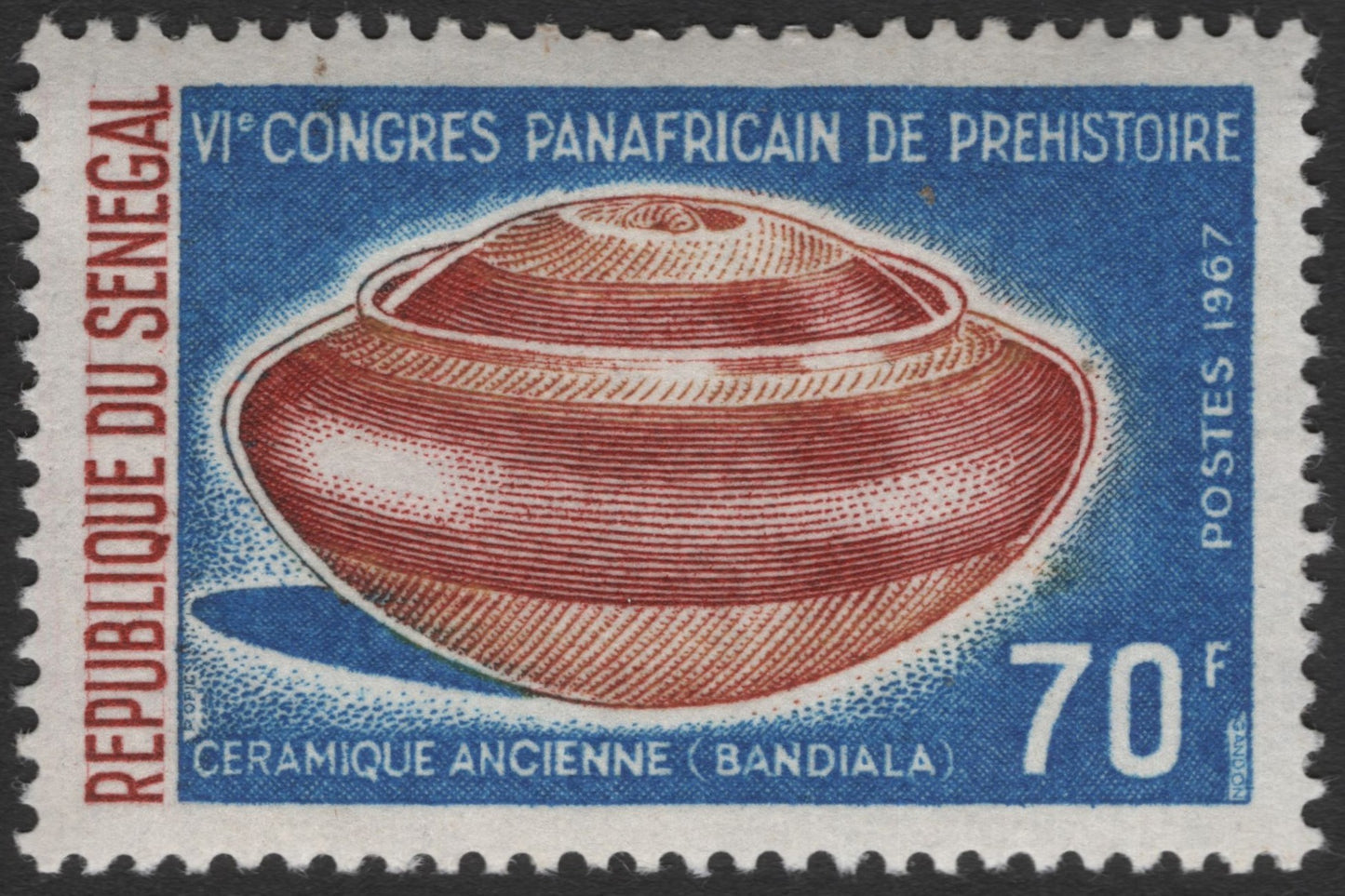 SCG11517 - Senegal 1967 – Bandiala Prehistoric Pottery | 70f Pan-African Congress of Prehistory
