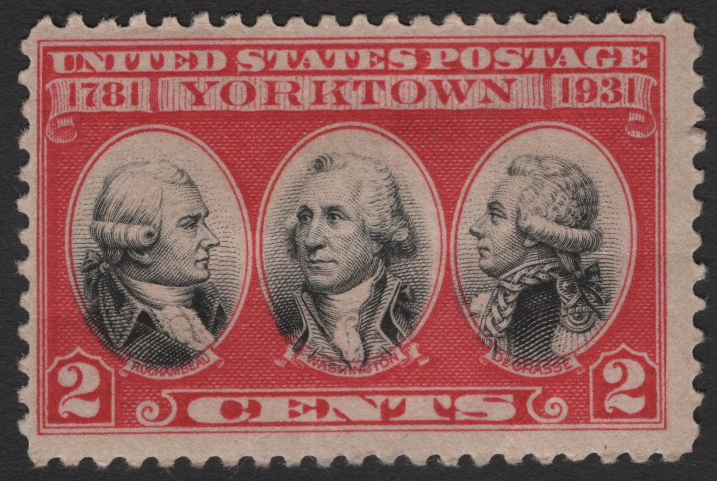 SCG11418 - United States – 1931 2¢ Yorktown Sesquicentennial (Washington–Rochambeau–De Grasse) Commemorative