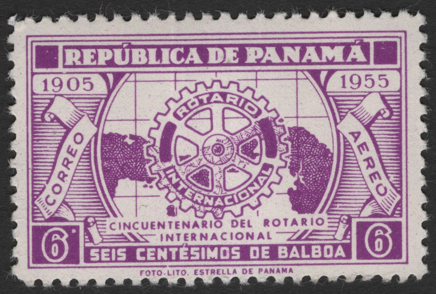 SCG11422 - Panama – 1955 Rotary International 50th Anniversary (6c Balboa) Commemorative