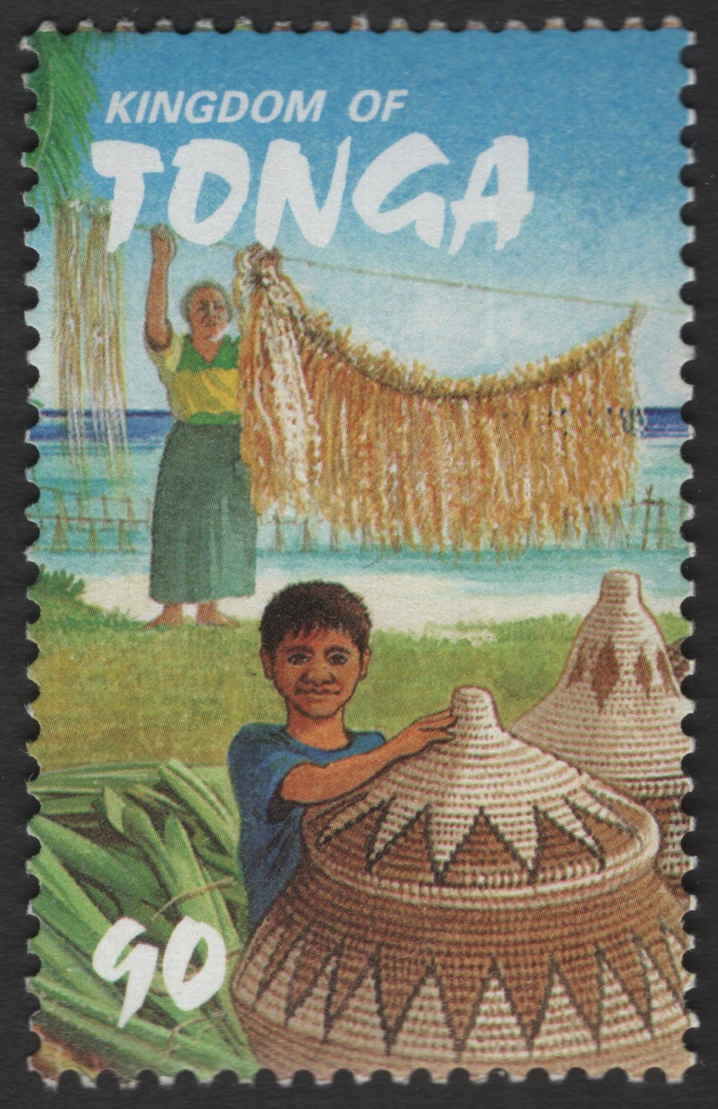 SCG11538 - Traditional Island Life – Fishing Nets & Woven Baskets (50s) | Tonga