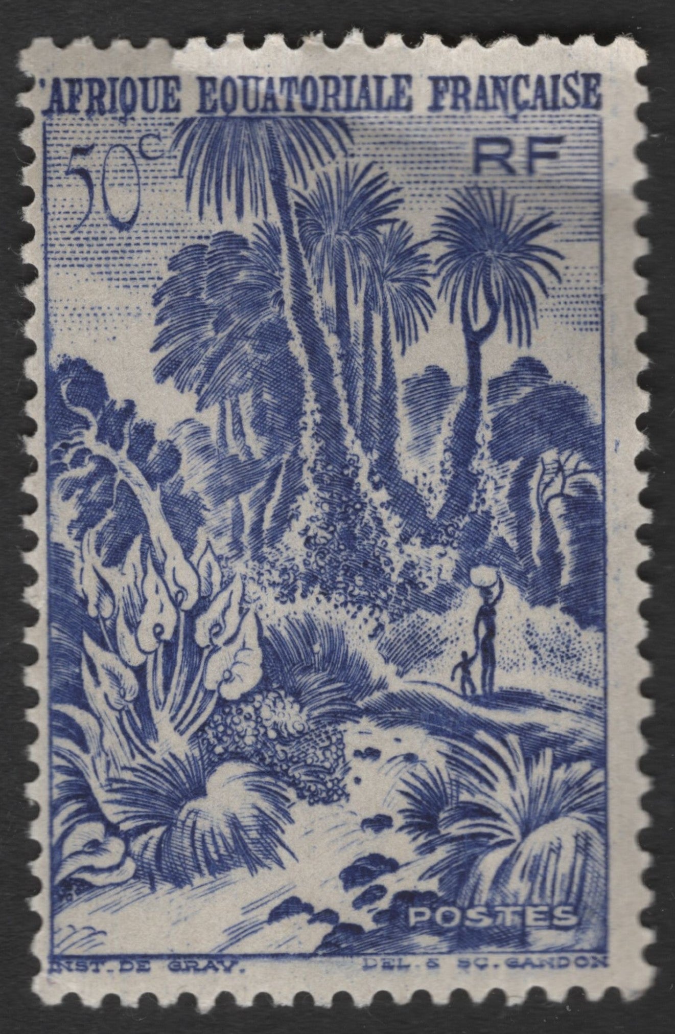 SCG11441 - French Equatorial Africa – 50 Centimes Palm Grove Landscape (Colonial Pictorial Issue)
