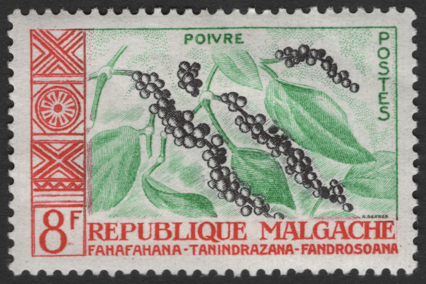 SCG11448 - Madagascar – 8 Francs “Poivre (Pepper)” Agricultural Produce Stamp