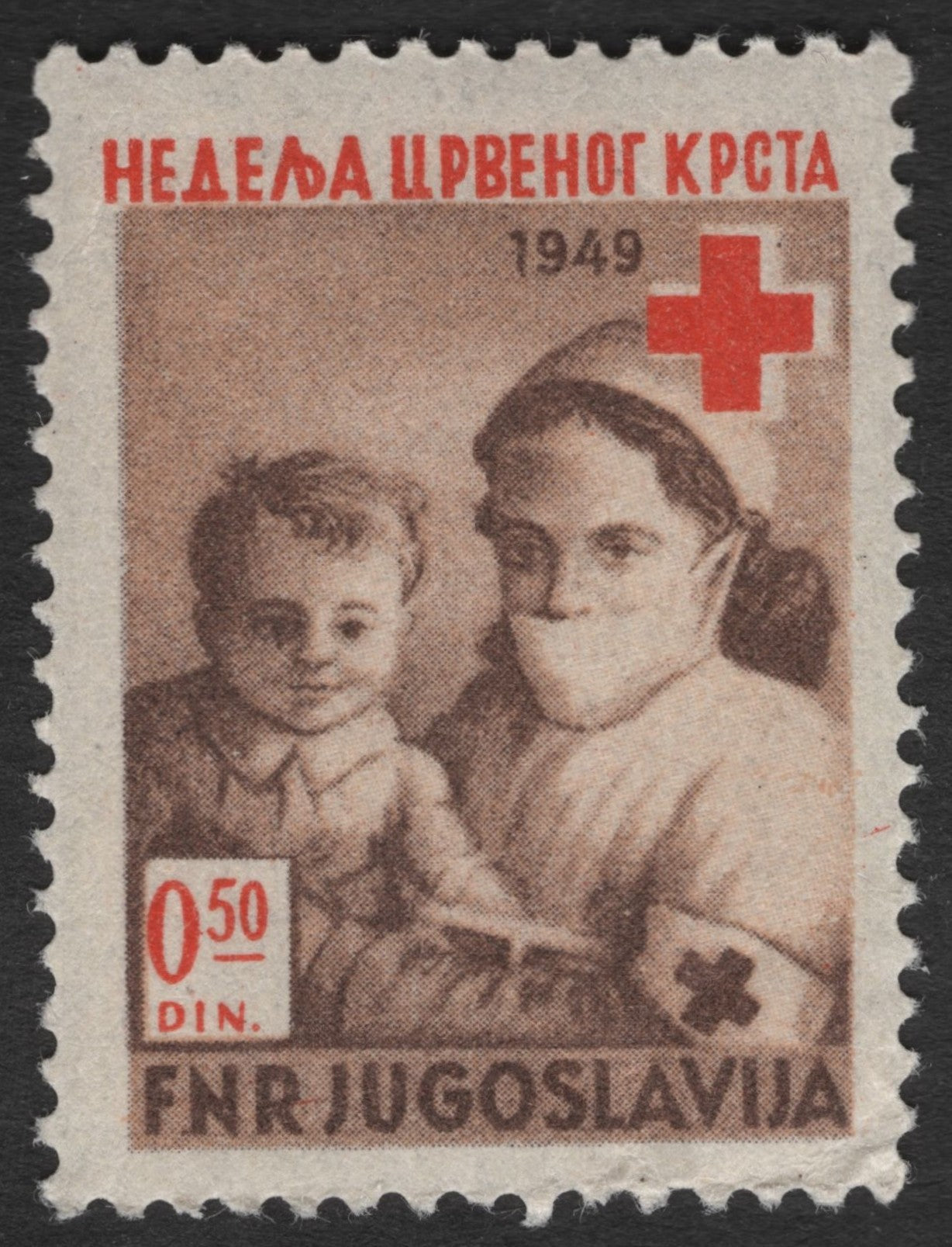 SCG11527 - 1949 Red Cross Nurse & Child – 0.50 Din Red Cross Issue