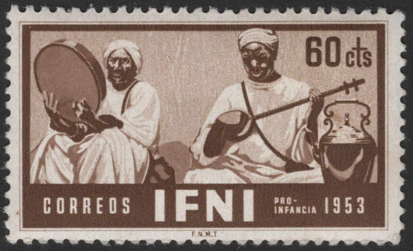 SCG11473 - Spanish Ifni (IFNI) – 60 Céntimos “Pro Infancia – Traditional Musicians” (1953)