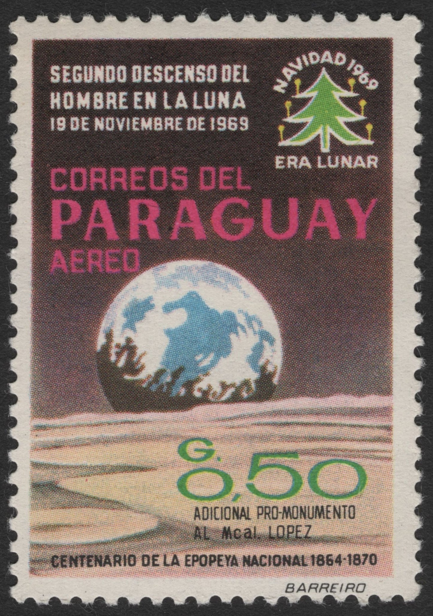 SCG11571 - Second Moon Landing Commemorative – Airmail “Era Lunar” (1969) – Paraguay