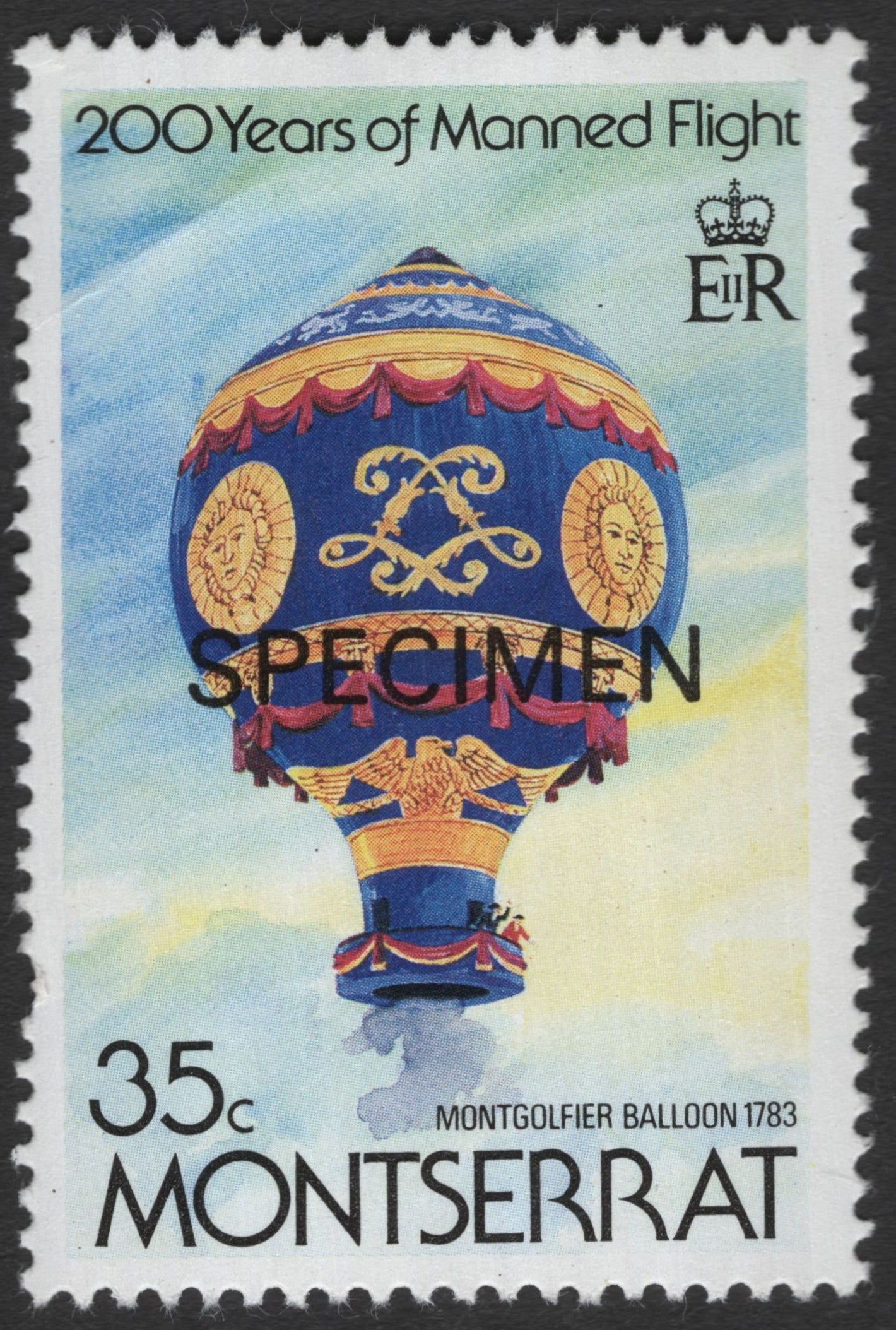 SCG11589 - Montserrat – Montgolfier Balloon 1783 (200 Years of Manned Flight) – 35c Specimen
