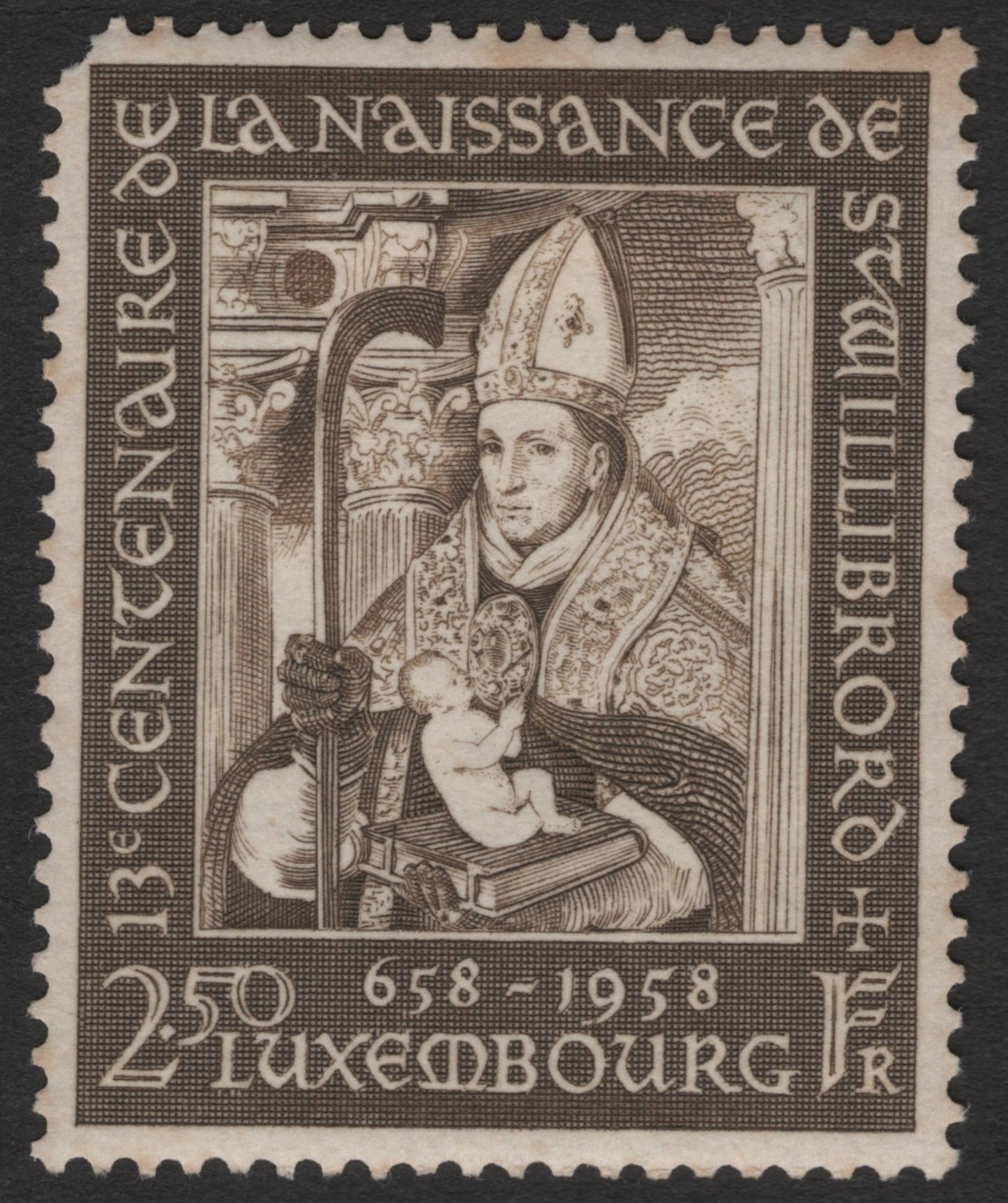 SCG11384 - Luxembourg – 250F “Renaissance de Saint Willibrord” (658–1958) Commemorative
