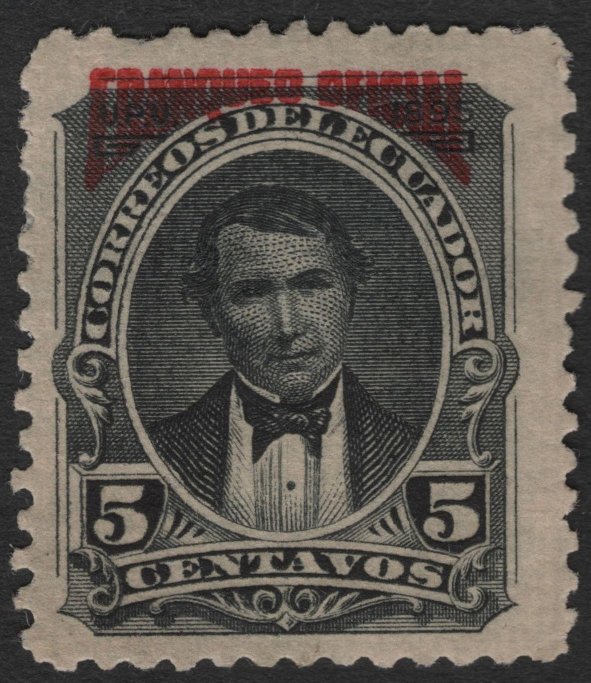 SCG11368 - Dominican Republic – 5 Centavos Portrait Issue with Red Overprint