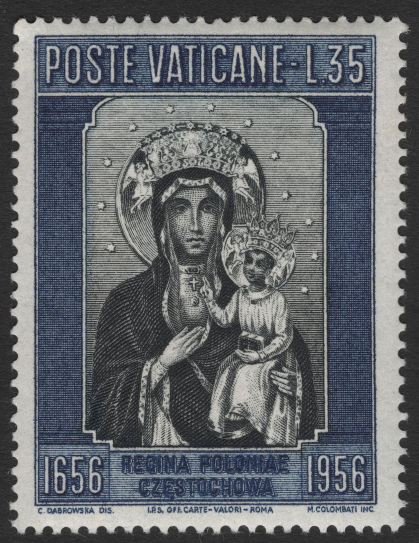 SCG11487 - Black Madonna of Częstochowa – 1956 Marian Devotional Issue (L.35)