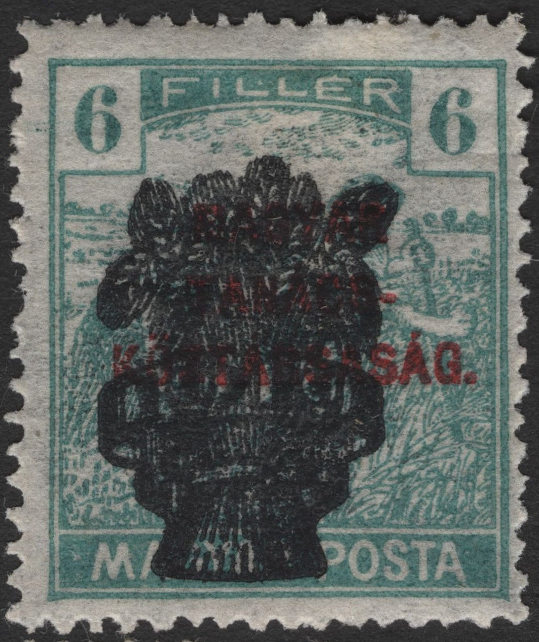 SCG2368 - Hungary 1919 "Köztársaság" Overprint Set – Harvest Wreath Series