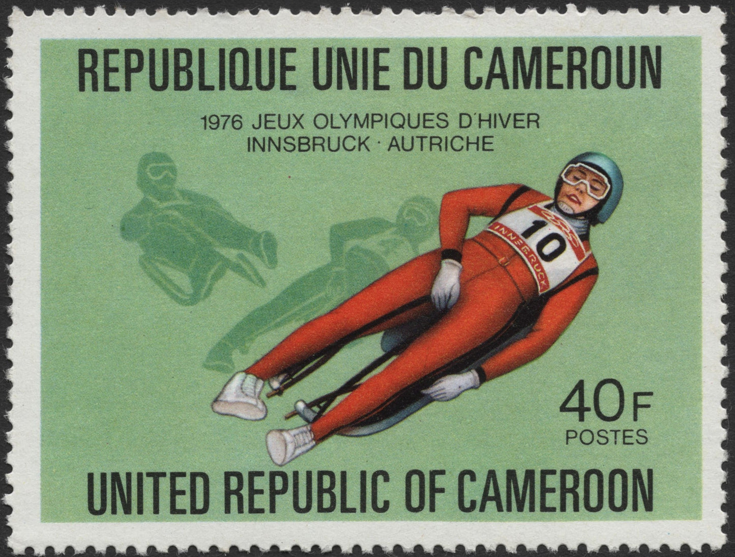 SCG754 - Cameroon 1976 Innsbruck Winter Olympics Stamp – Luge Event